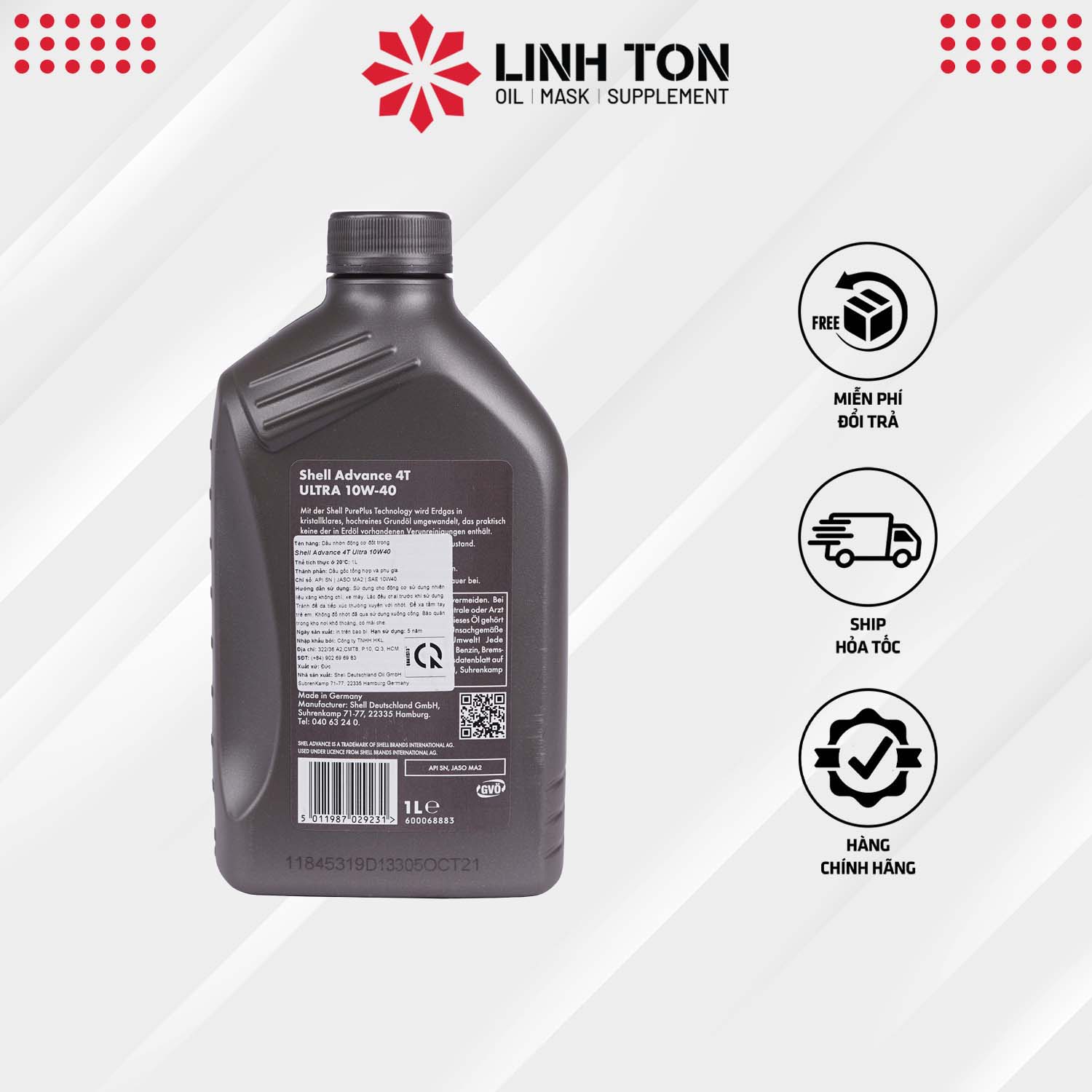 (Nhập Châu Âu) Nhớt Shell Advance Ultra 4T 10w40 1L