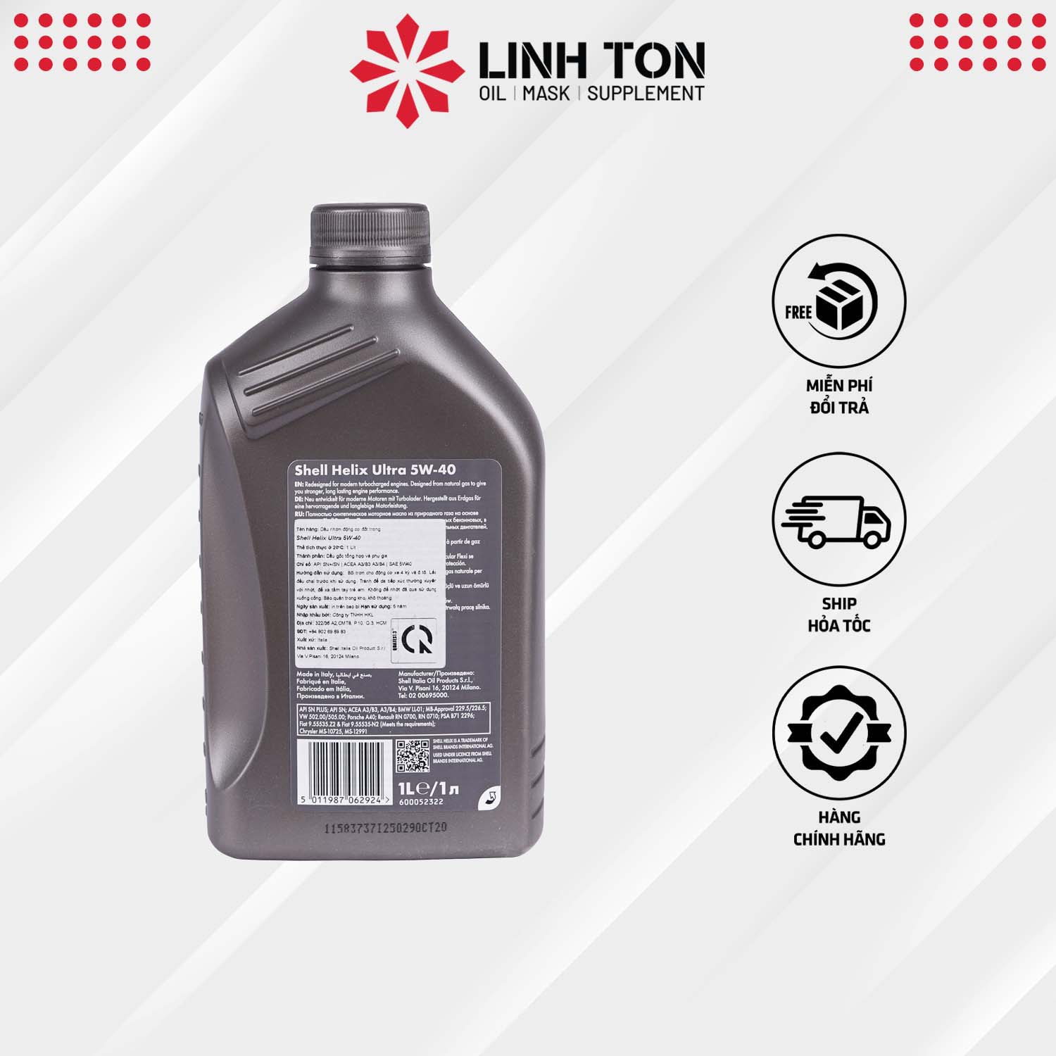 Nhớt tay ga và ô tô Shell Helix Ultra 5w40 nhập khẩu