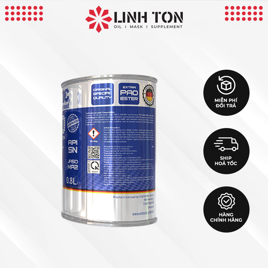 Nhớt tổng hợp cho xe số, xe côn tay Voltronic Evo 10w30 4T Honda Edition 0.8L - Fully Synthetic - Extra Pao Ester