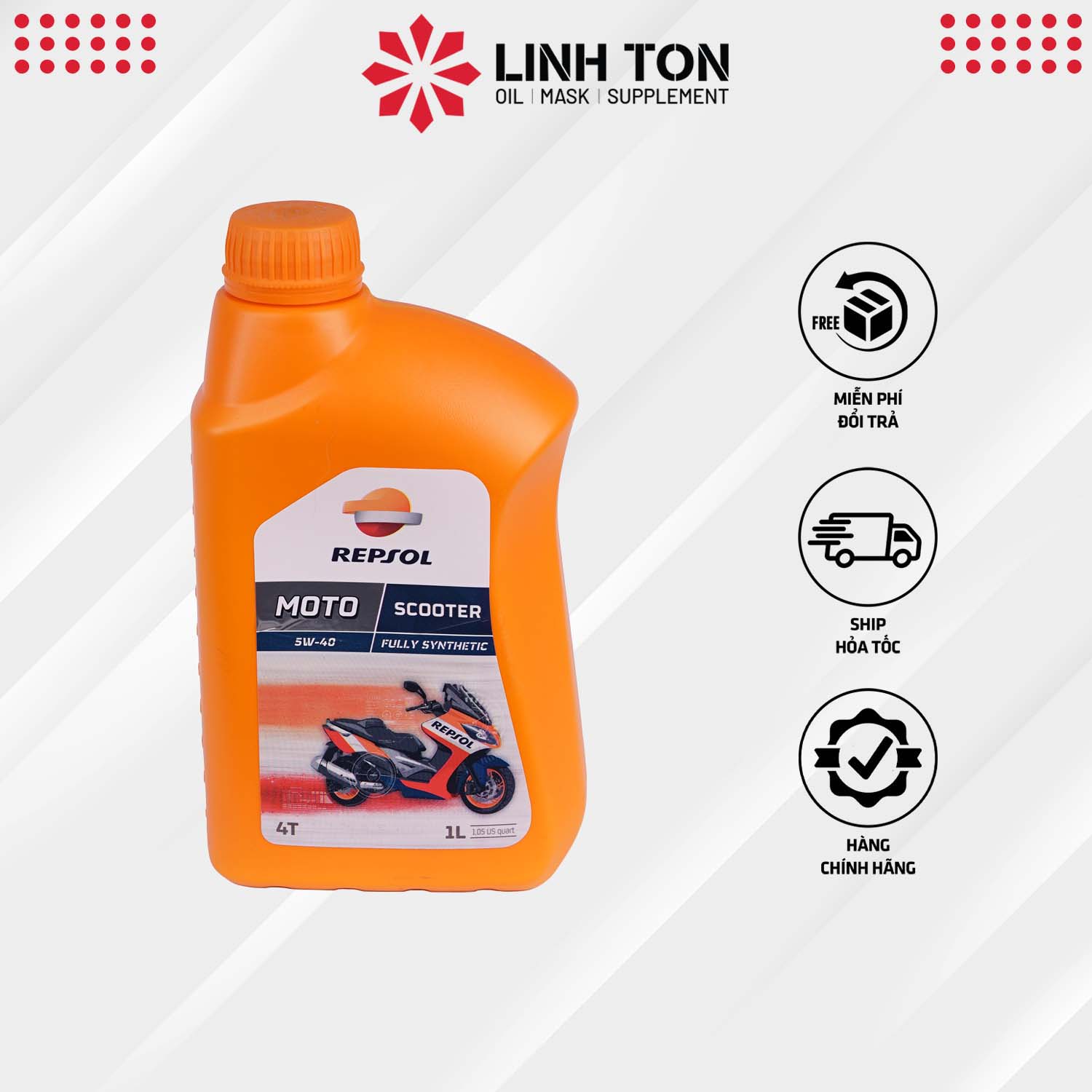 Nhớt tay ga Repsol Scooter 5w40 1L tổng hợp hoàn toàn