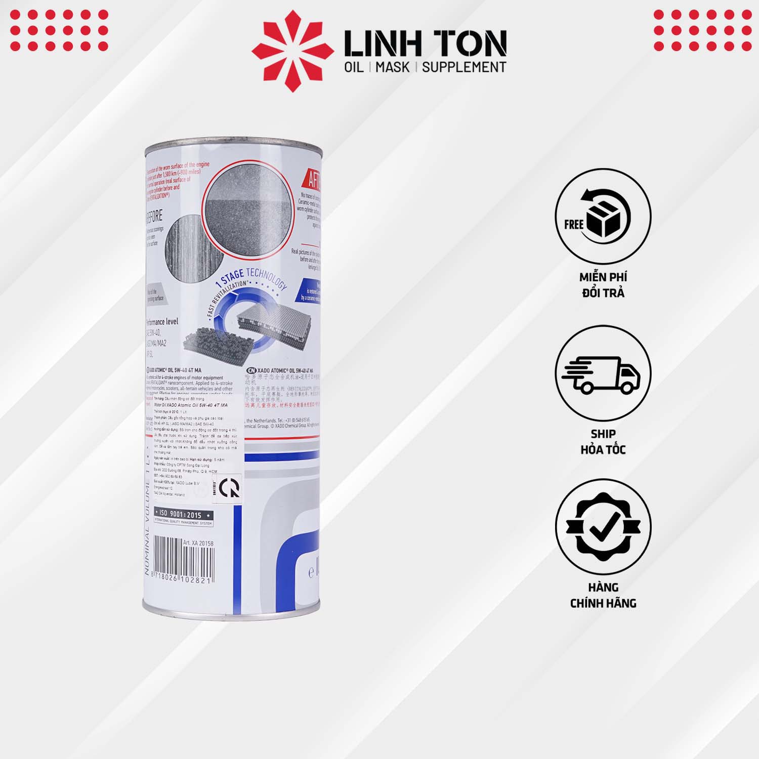 Nhớt tổng hợp nguyên tử phục hồi động cơ XADO Atomic Oil 5W-40 4T MA Super Synthetic