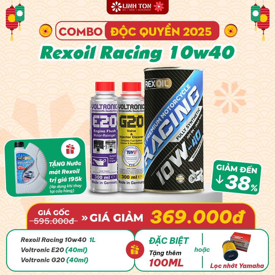 Combo dầu nhớt xe số/ côn tay Rexoil Racing 10w40 1L dịp lễ quốc khánh 2/9