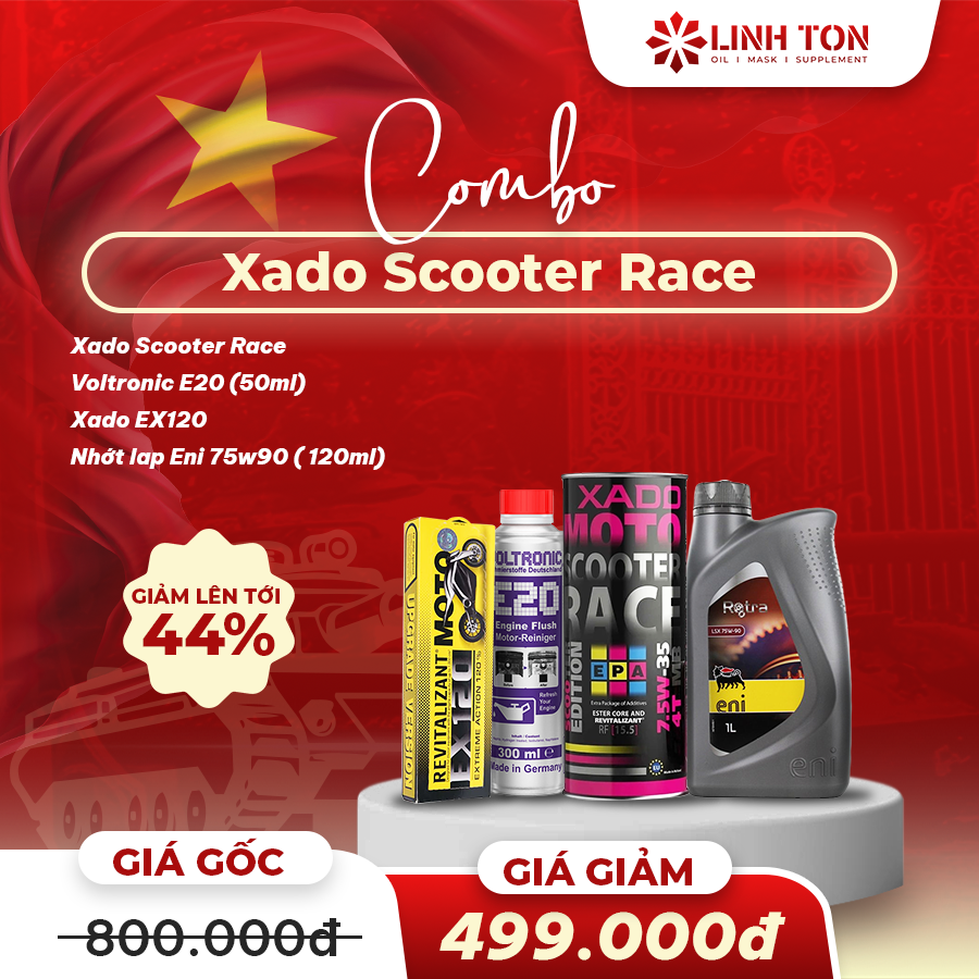 Combo nhớt xe tay ga Xado Scooter Race nhập khẩu + phụ gia hồi phục động cơ