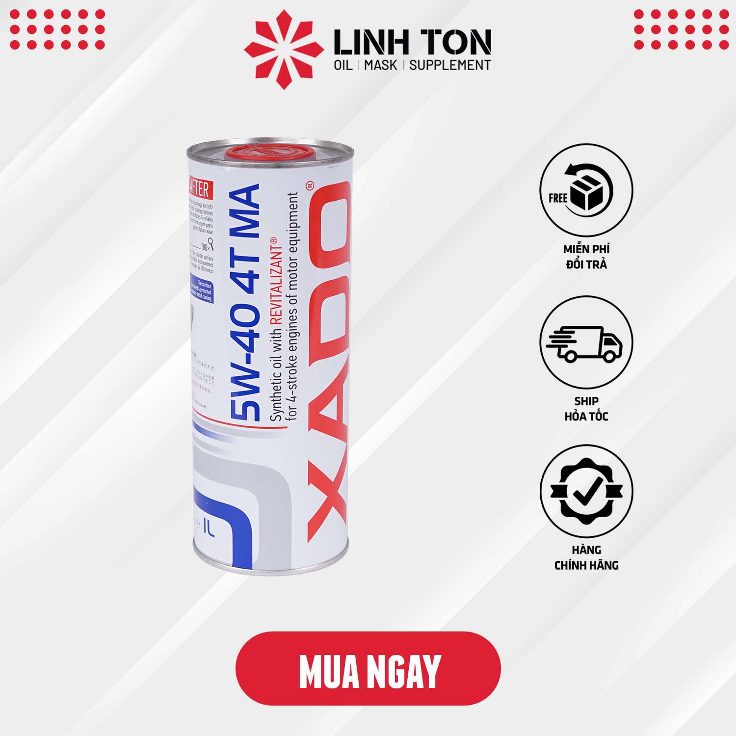 Nhớt tổng hợp nguyên tử phục hồi động cơ XADO Atomic Oil 5W-40 4T MA Super Synthetic