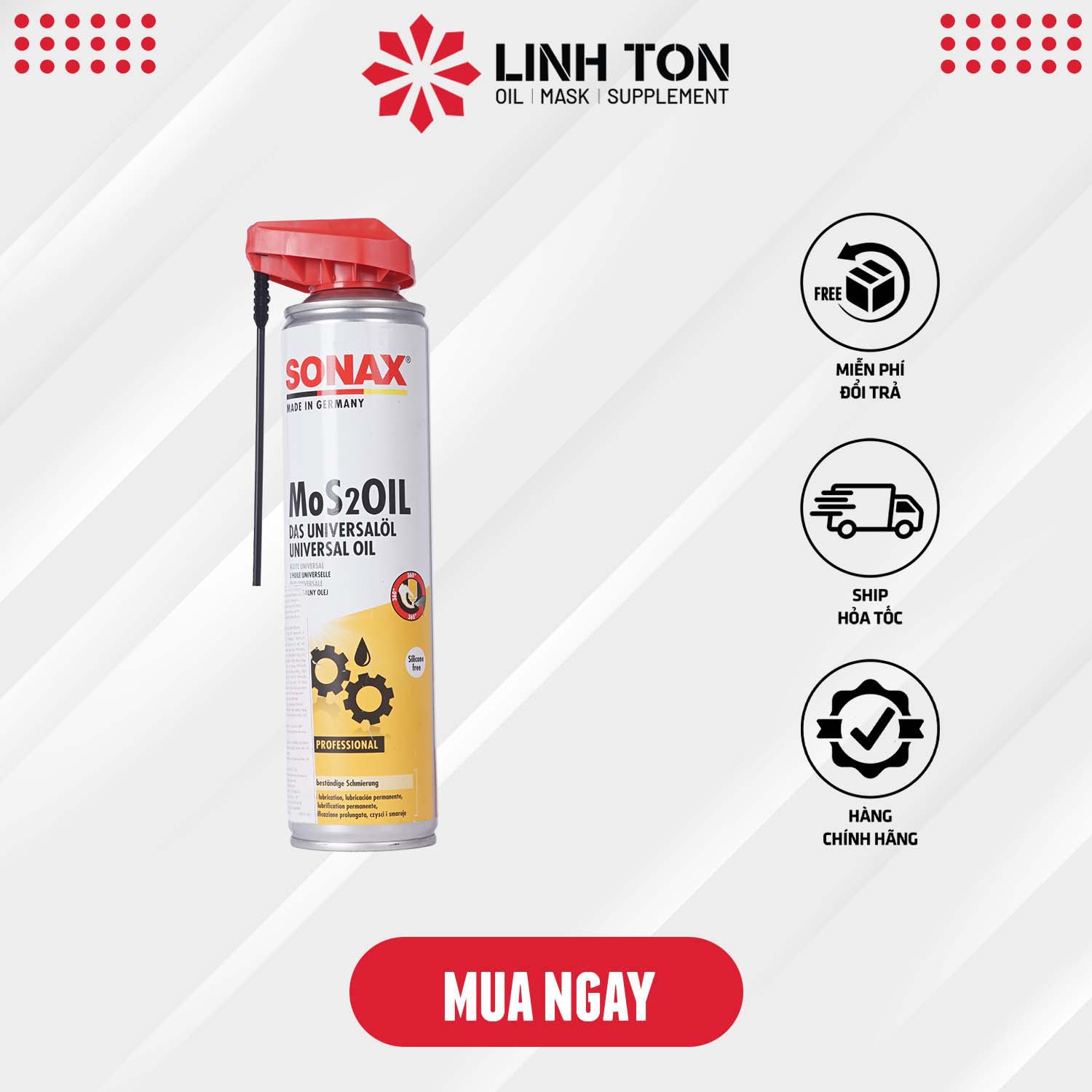 (Chai lớn) Dầu bảo quản, dầu chống rỉ đa năng nhập khẩu từ Đức Sonax MOS2 Oil 400ml