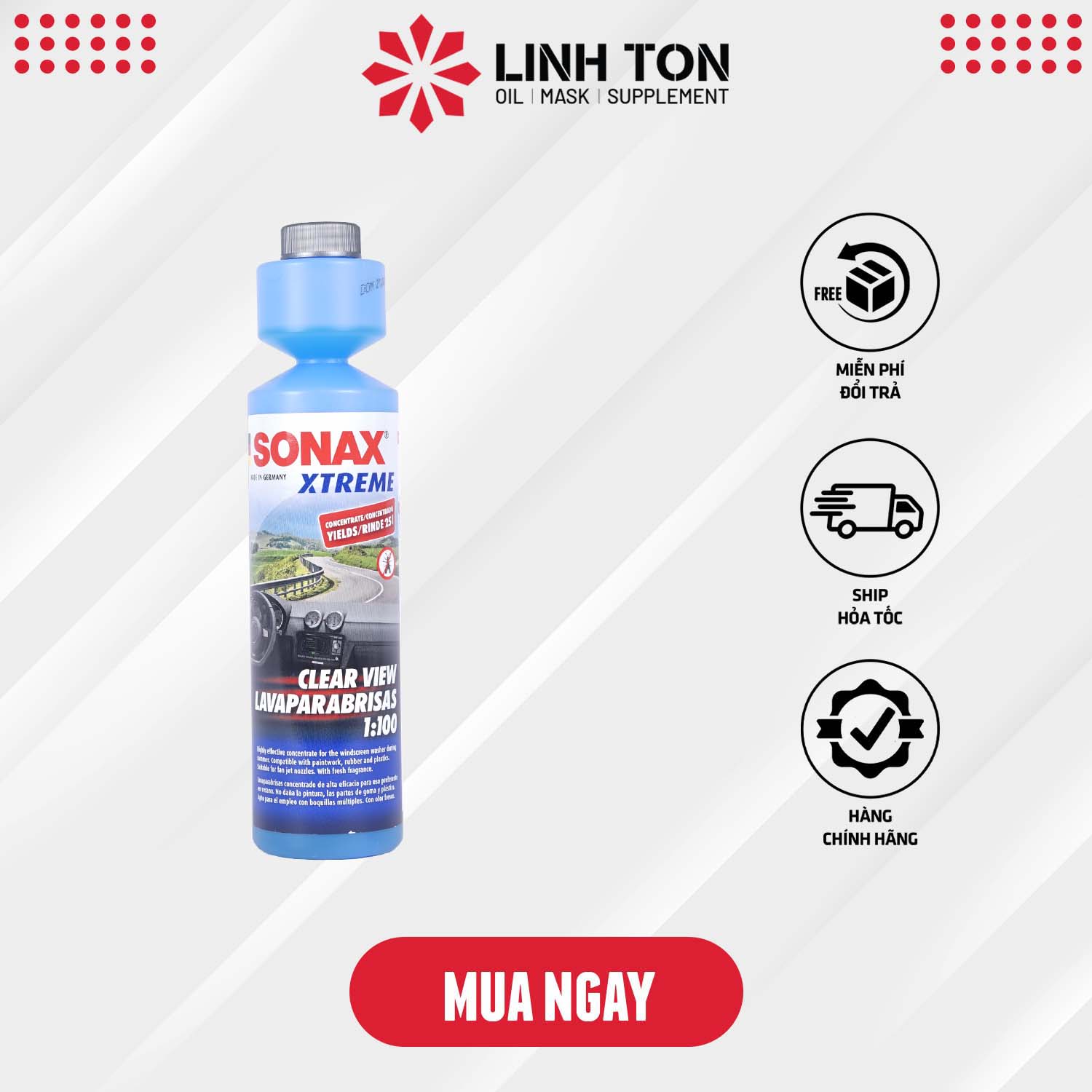 Nước rửa kính xe ô tô đậm đặc SONAX Xtreme ClearView (tỉ lệ pha 1:100)