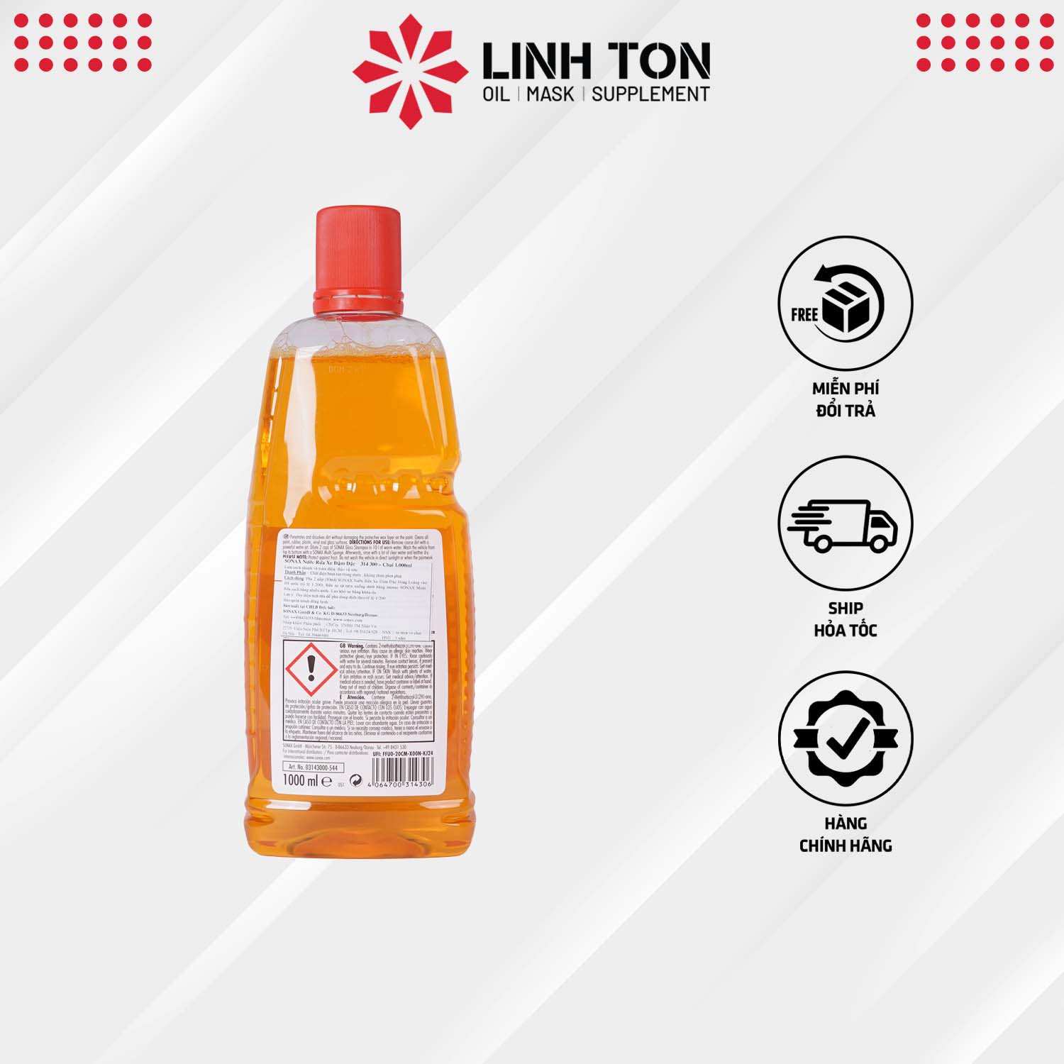 Nước rửa xe ô tô đậm đặc Sonax Gloss Shampoo 1L hiệu ứng cánh sen