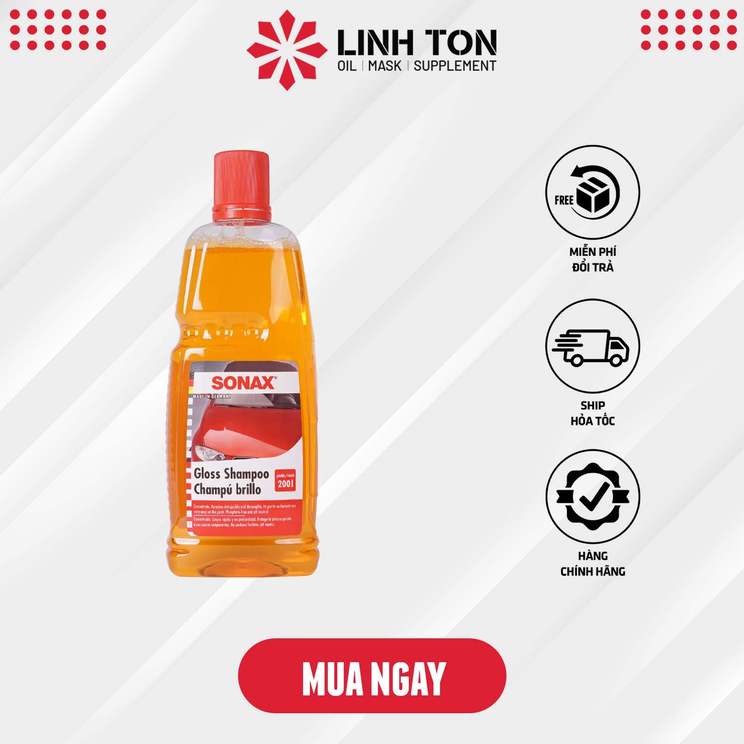 Nước rửa xe ô tô đậm đặc Sonax Gloss Shampoo 1L hiệu ứng cánh sen