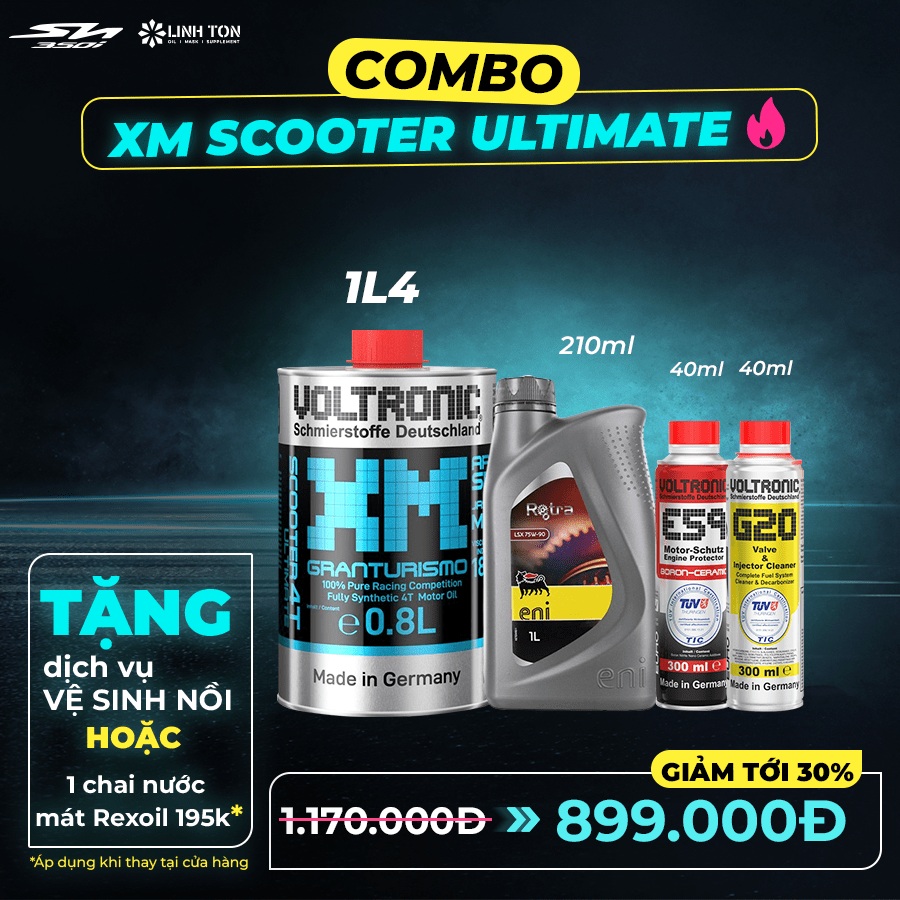 (Không lọc) Combo nhớt Sh350i Voltronic Xm Scooter Ultimate + phụ gia chăm sóc xe