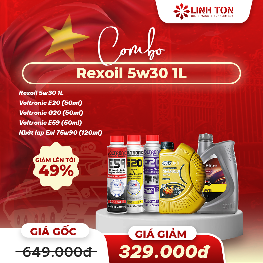 Combo nhớt xe tay ga REXOIL Diamond Fully Synthetic 5W30 + phụ gia chăm sóc xe