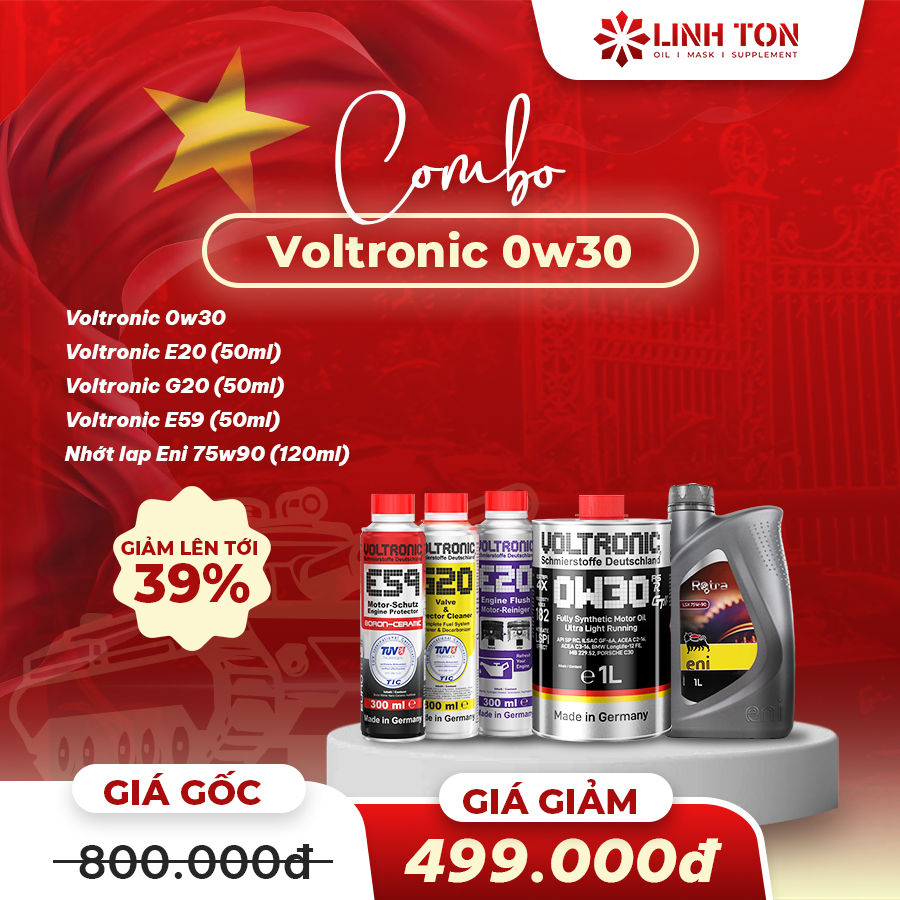 Combo nhớt xe tay ga tổng hợp Voltronic 0w30 nhập khẩu + phụ gia chăm sóc xe