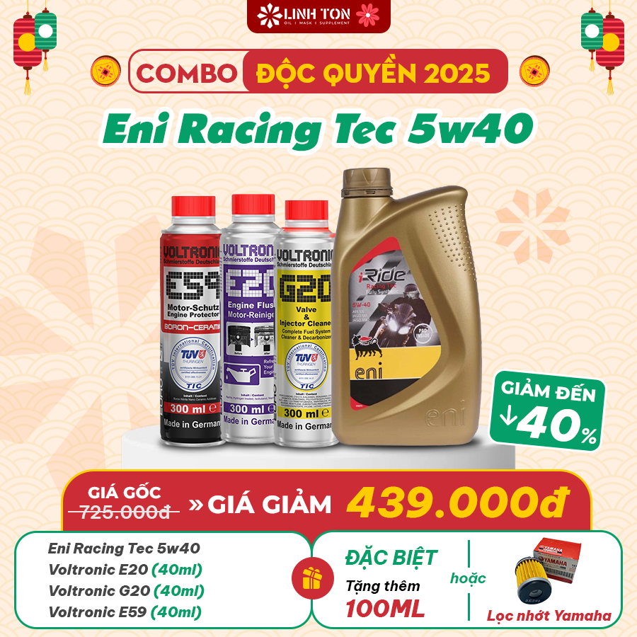 Combo dầu nhớt xe số/ côn tay Eni Racing Tec 5w40 1L nhập khẩu Ý dịp lễ quốc khánh 2/9