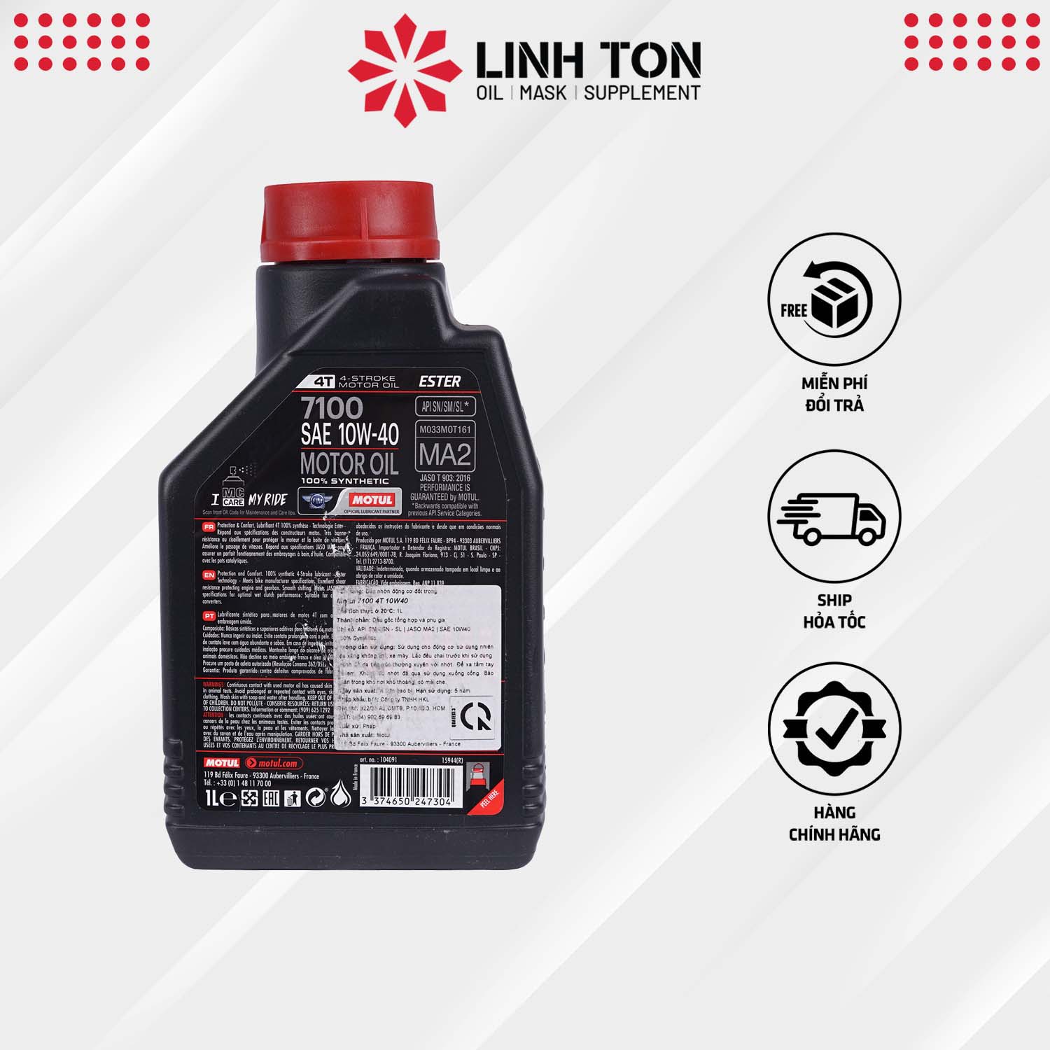 Nhớt Motul 7100 10w40 1L Nhập Khẩu Pháp