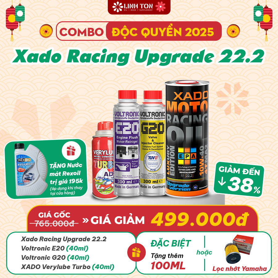 Combo dầu nhớt xe số/ côn tay XADO LUXURY MOTO RACING V3 UPGRADE Version 4T MA2 10W40 dịp lễ quốc khánh 2/9