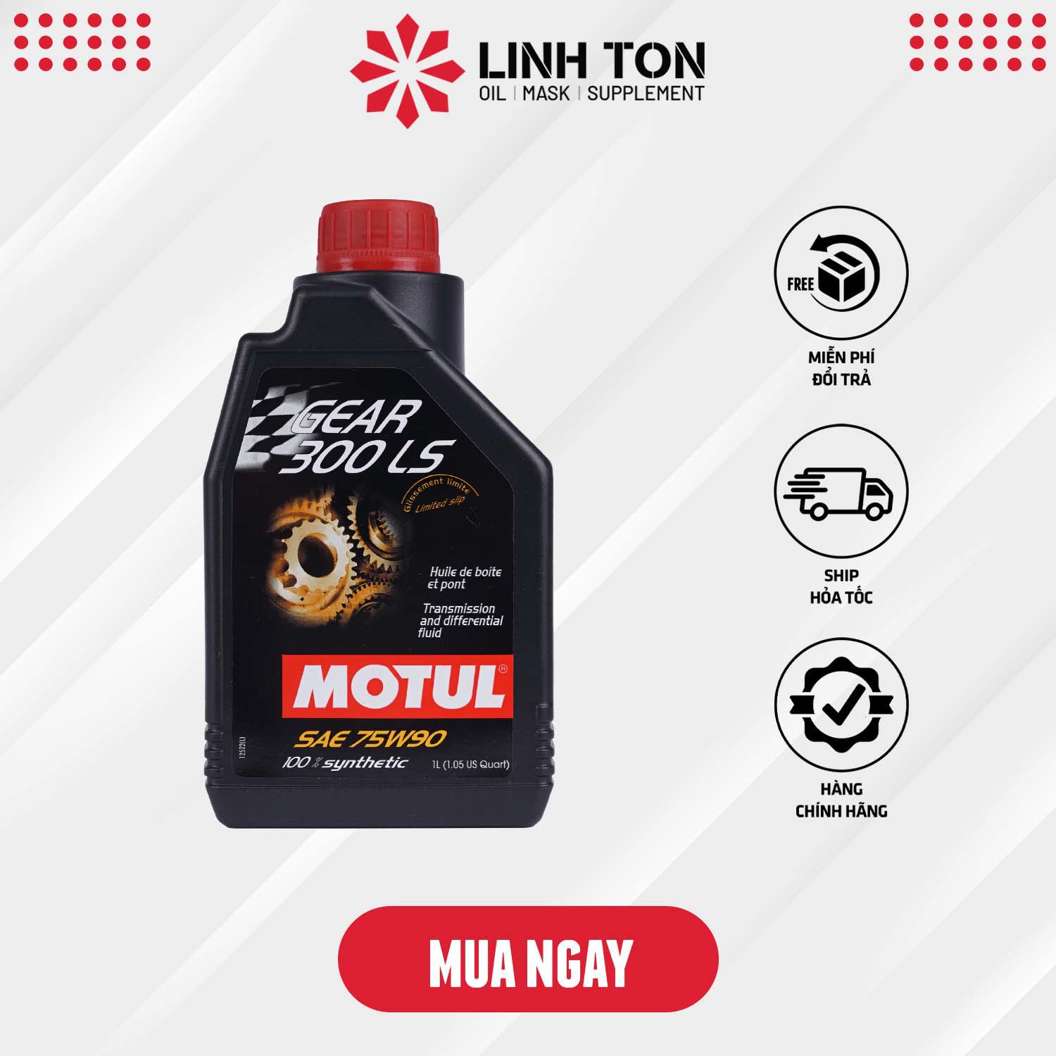 Dầu hộp số tổng hợp toàn phần siêu cao cấp nhập khẩu từ Mỹ Motul Gear 300 75w90