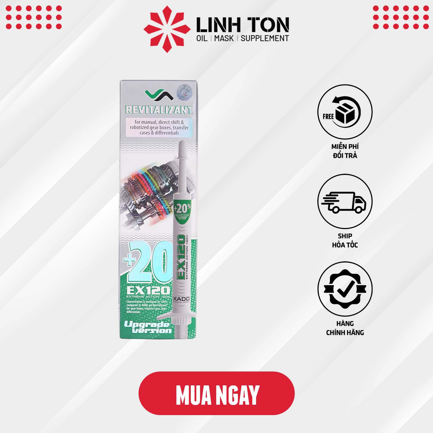 Phụ gia phục hồi cho hộp số chống hú và ồn XADO Revitalizant EX120 for Gearbox (8ml) - Dùng 2 lần