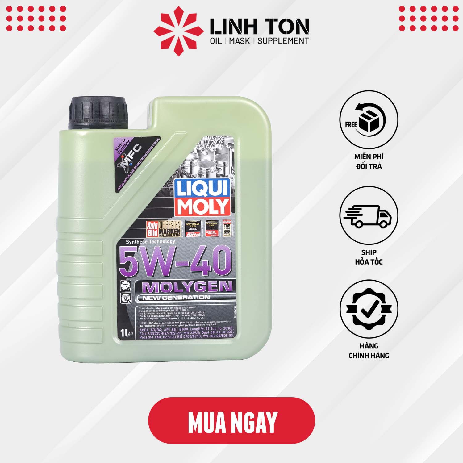 Nhớt tổng hợp cho tay ga Liqui Molygen 5W40 1L