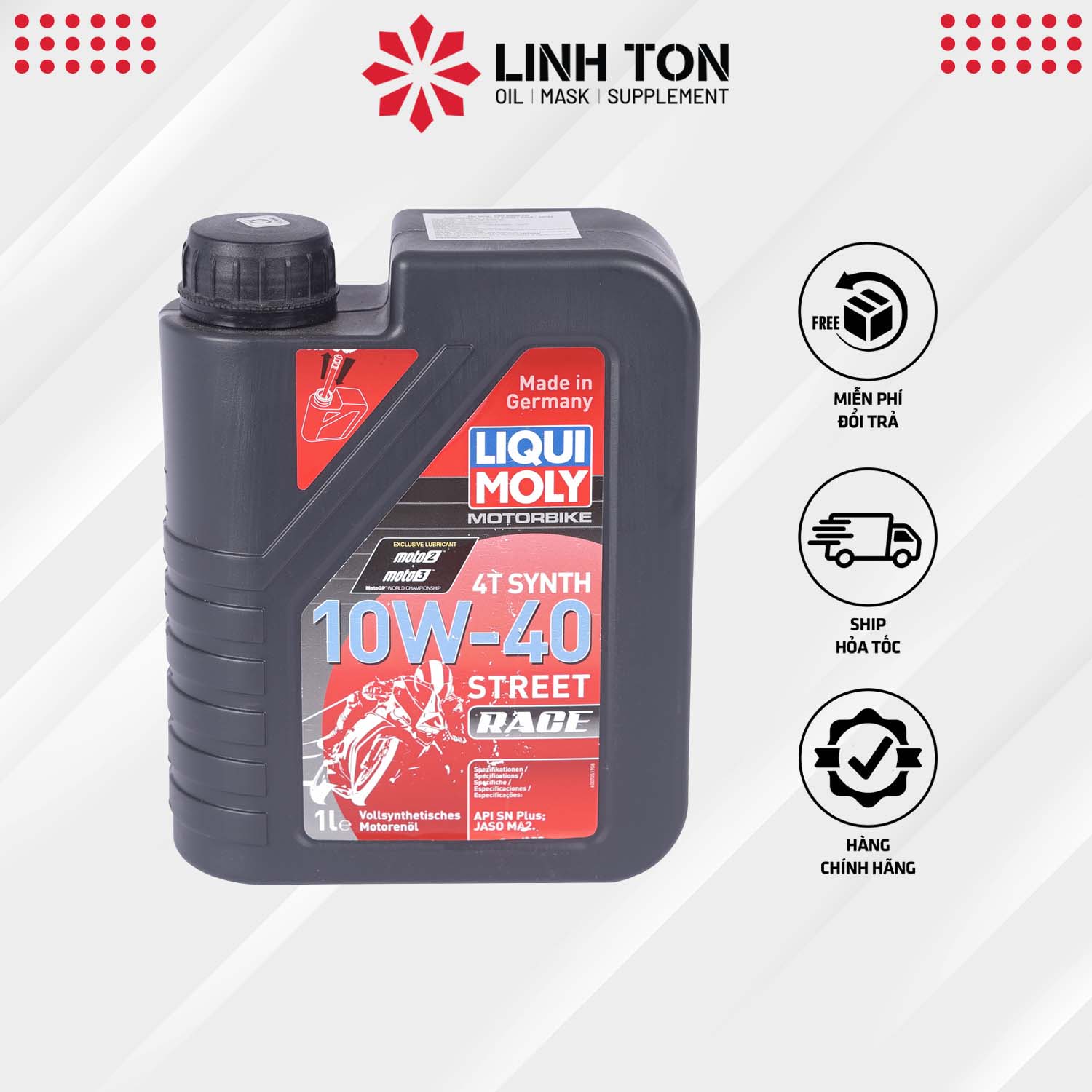 Nhớt cao cấp Liqui Moly 4T Synth 10W40 Street Race 1L