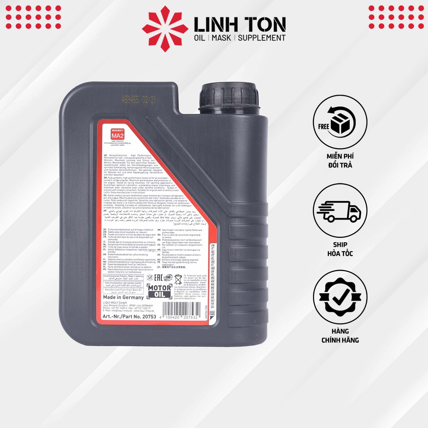 Nhớt cao cấp Liqui Moly 4T Synth 10W40 Street Race 1L