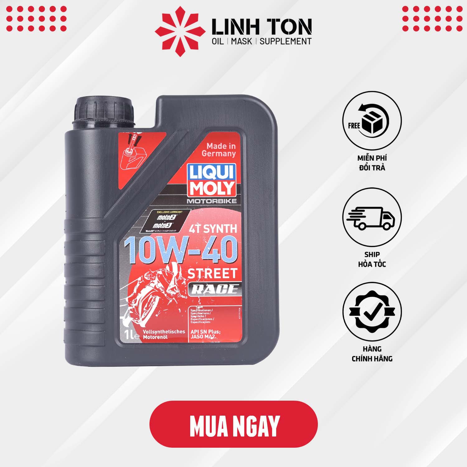 Nhớt cao cấp Liqui Moly 4T Synth 10W40 Street Race 1L