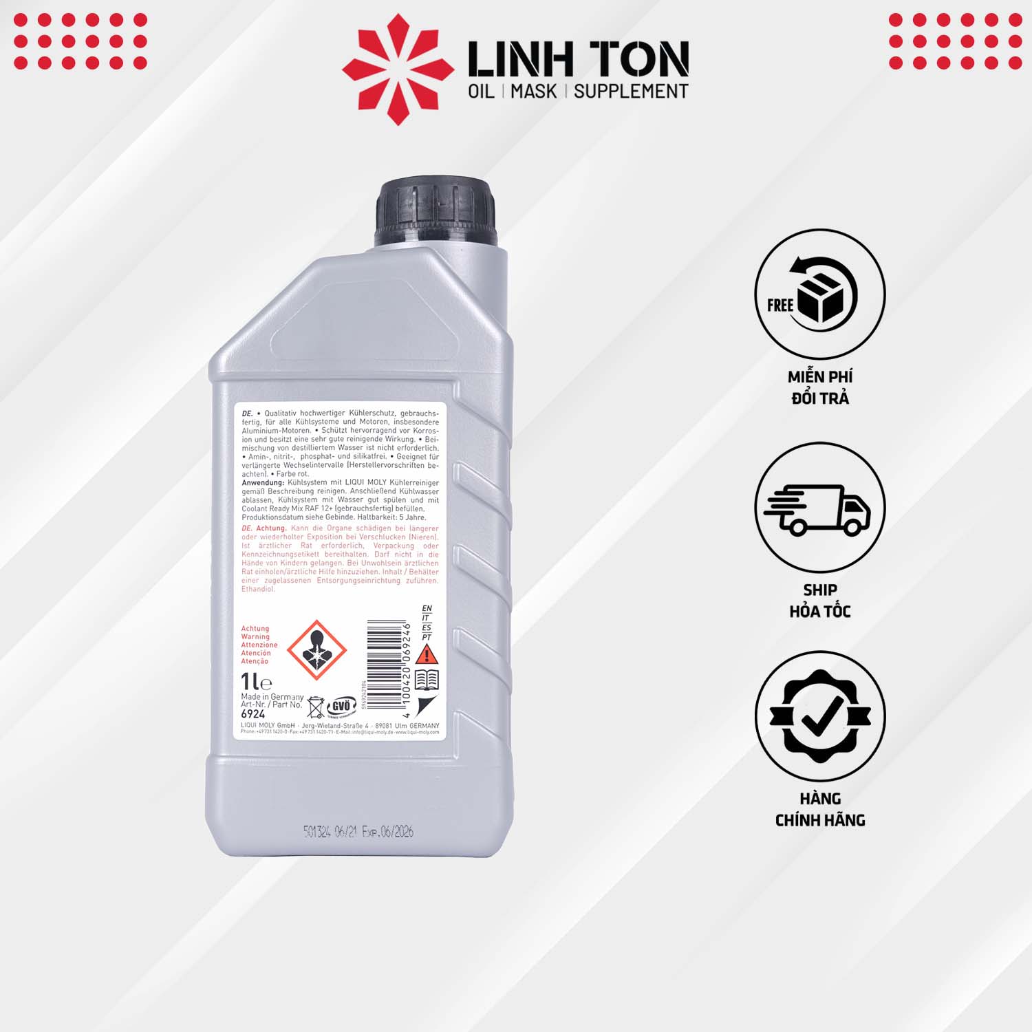 Nước Làm Mát Cao Cấp Pha Sẵn Liqui Moly Coolant Ready Mix RAF-12 Plus 1L