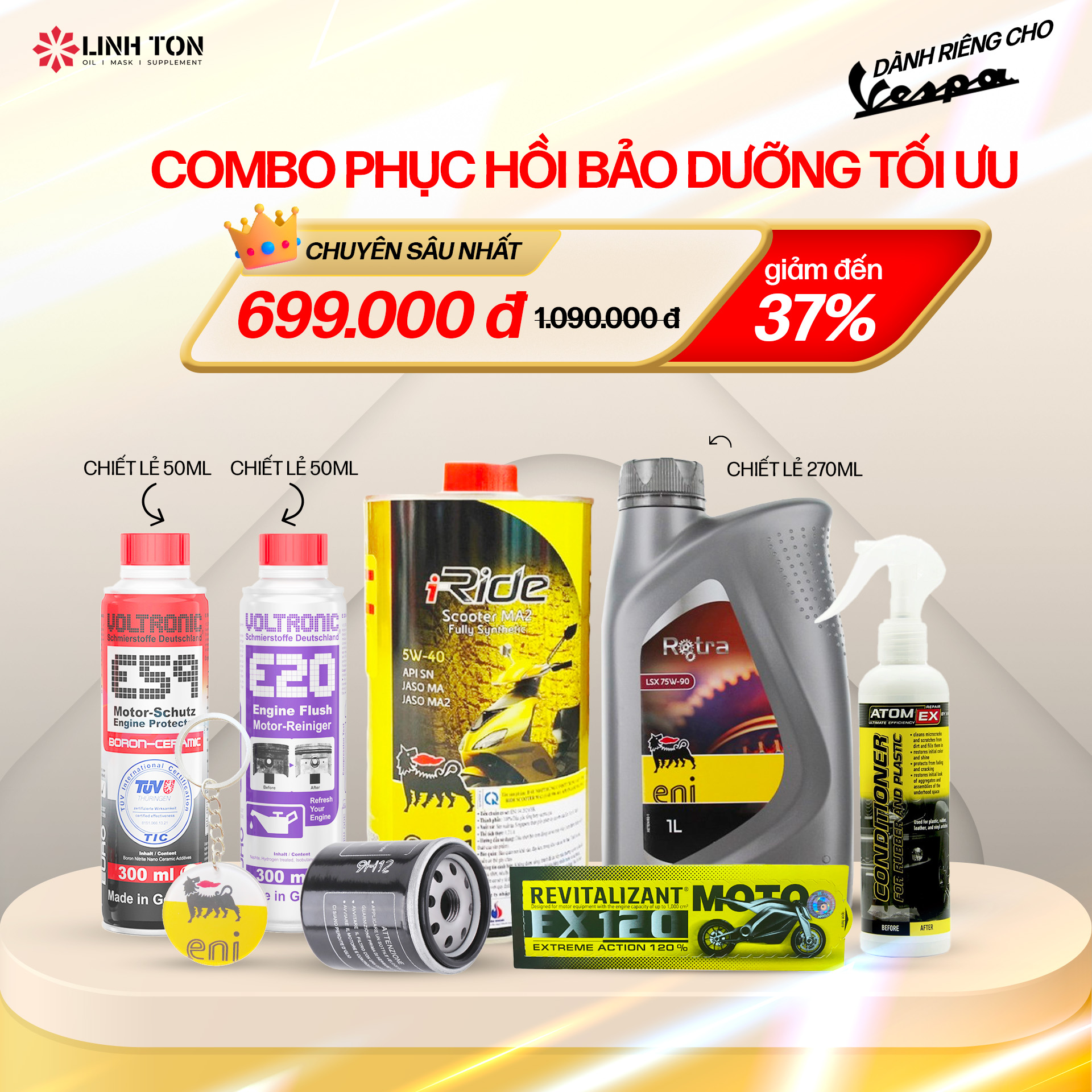 Combo Dầu nhớt động cơ dành cho Vespa - Phiên bản Phục hồi toàn diện