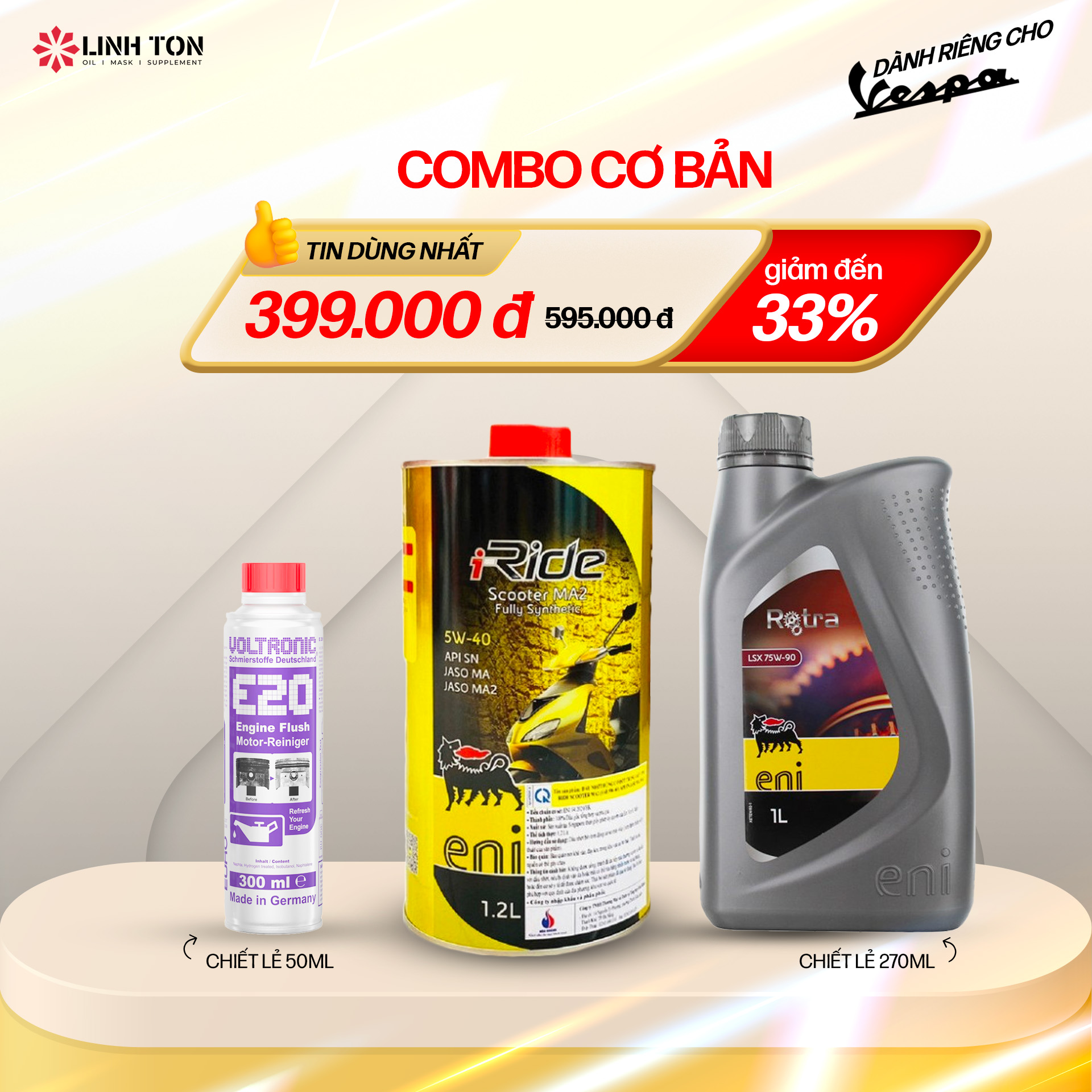 Combo Dầu nhớt dành cho xe Vespa - Combo cơ bản
