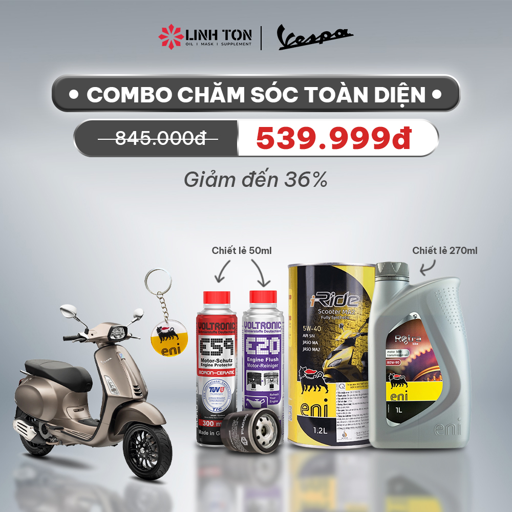 Combo dầu nhớt động cơ dành cho xe Vespa - Phiên bản Chăm sóc toàn diện