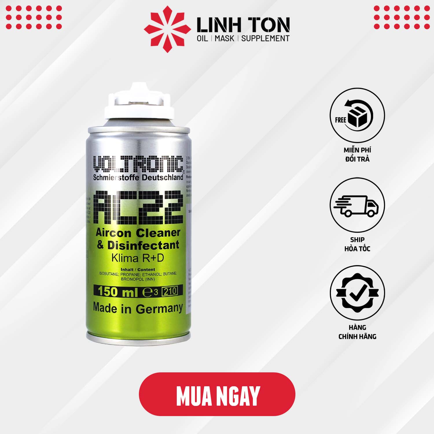 LÀM SẠCH KHÔNG KHÍ - KHỬI MÙI VOLTRONIC AC22 AIR CONDITION CLEANER AND DISINFECTANT