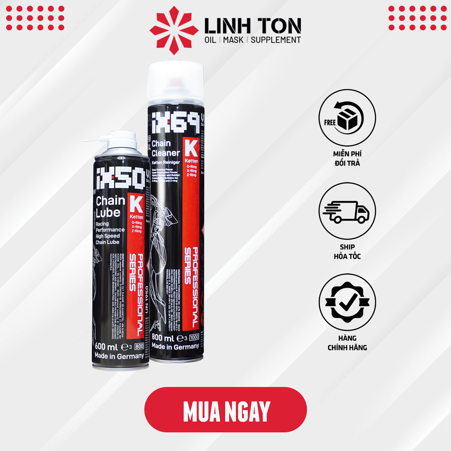 Combo vệ sinh bảo dưỡng sên Jumbo Ix69 800ml+ Ix50 600ml + Bàn chải Voltronic