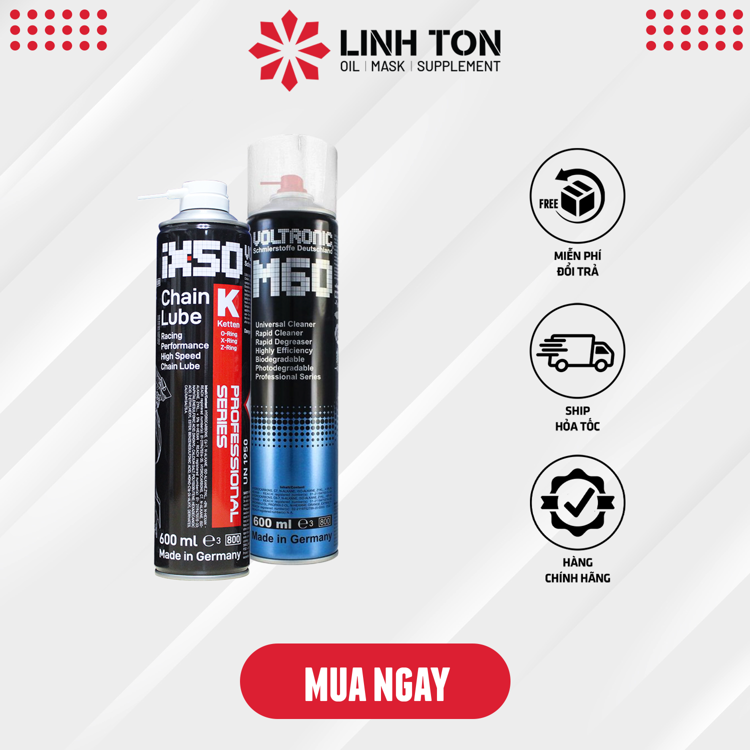 Combo vệ sinh bảo dưỡng sên Voltronic M60 + Ix50 Jumbo + Bàn chải