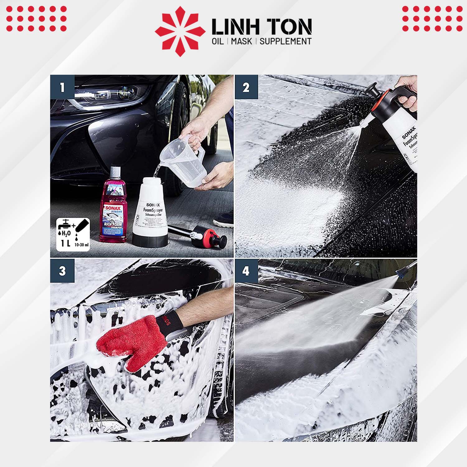 Nước Rửa Xe Ô Tô  SONAX Xtreme Rich Foam Shampoo 1L - Xà phòng rửa xe bọt tuyết