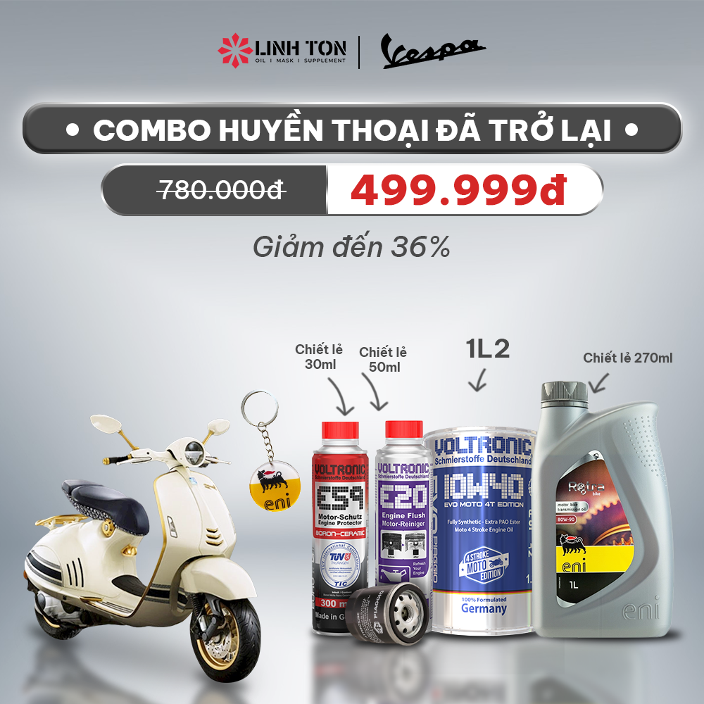 Combo nhớt Voltronic Evo Piaggio 4T Edition 10w40 và phụ gia dành riêng cho Vespa - Linh Tôn Store
