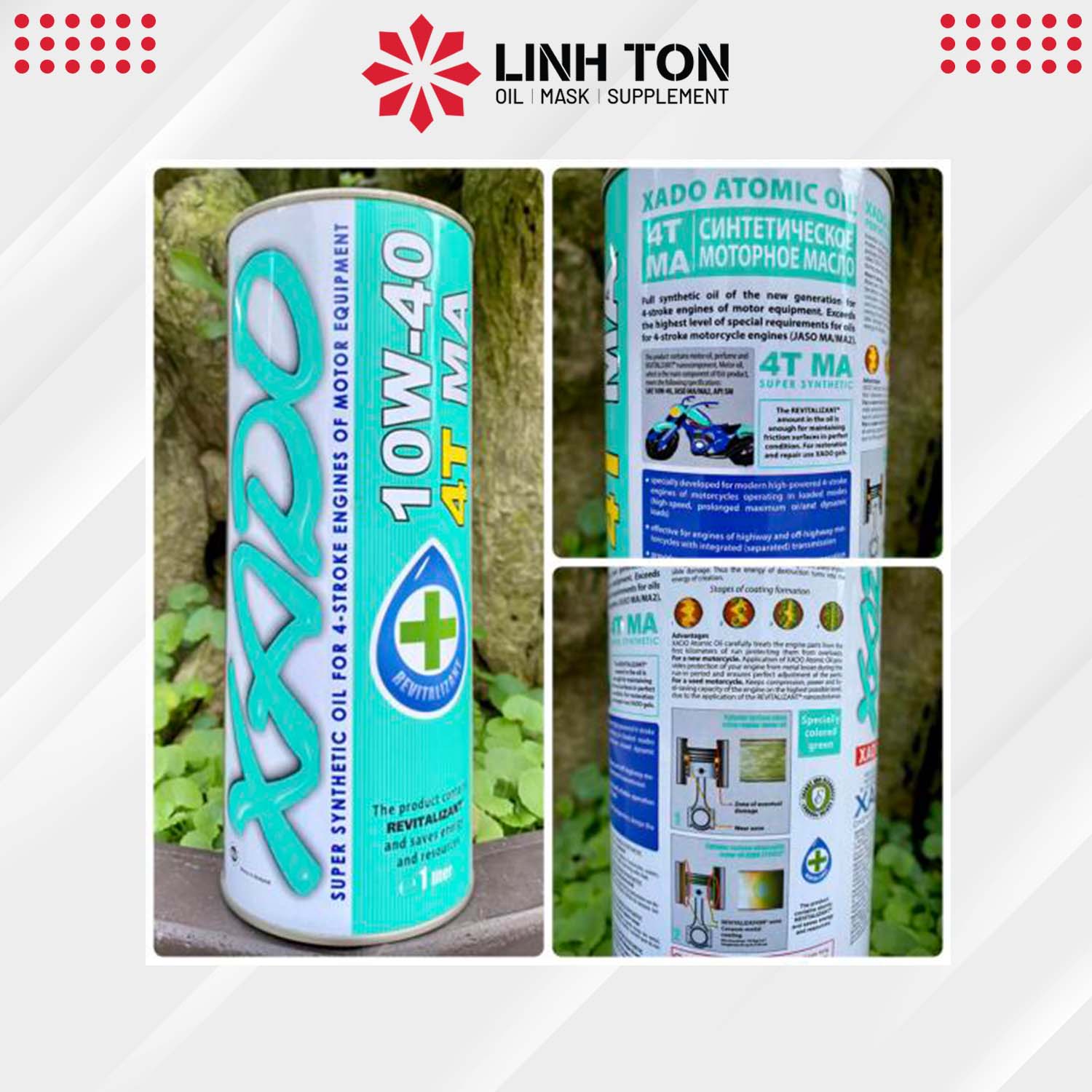 Nhớt tổng hợp XADO ATOMIC OIL 10W40 4T MA super synthetic phục hồi động cơ