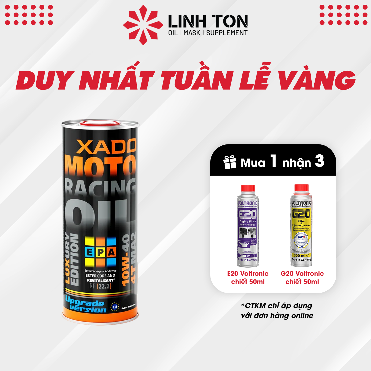Nhớt nhập khẩu siêu cao cấp XADO LUXURY MOTO RACING V3 UPGRADE Version 4T MA2 10W40