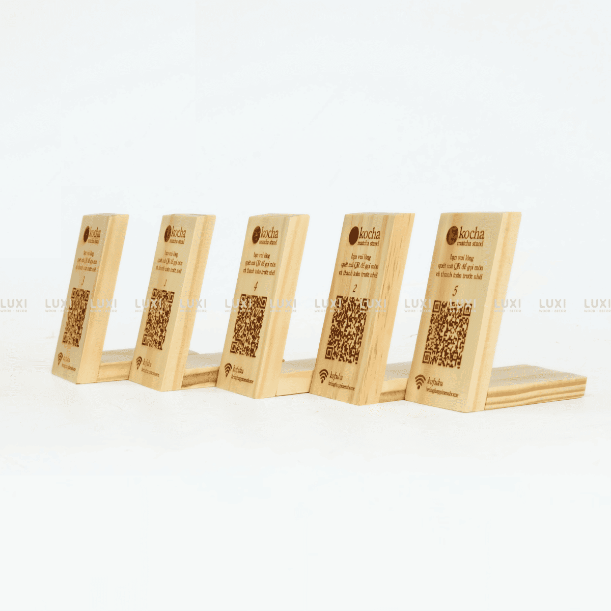 THẺ BÀN CHỮ L CHẤT LIỆU GỖ DÀY DẶN, DECOR QUÁN COFFEE, NHÀ HÀNG (KT: 5X10CM) - LUXI DECOR