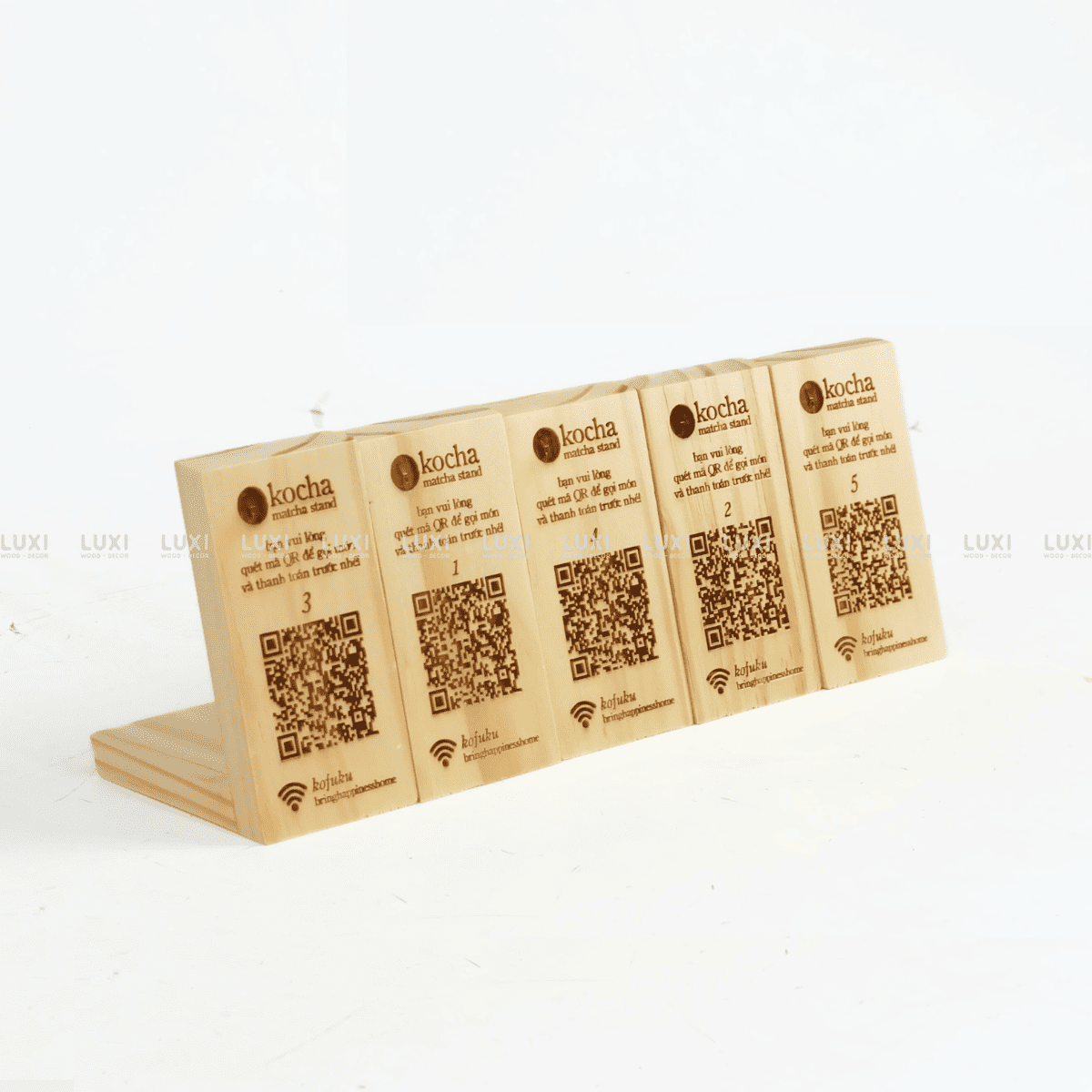 THẺ BÀN CHỮ L CHẤT LIỆU GỖ DÀY DẶN, DECOR QUÁN COFFEE, NHÀ HÀNG (KT: 5X10CM) - LUXI DECOR