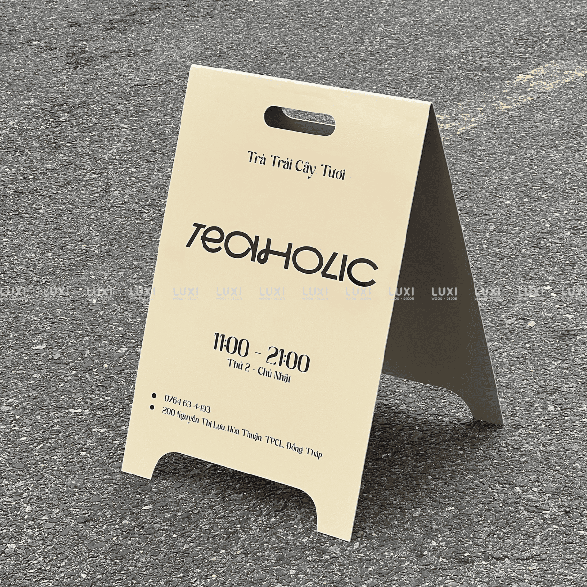 STANDEE SẮT CHỮ A CÓ TAY CẦM - DECOR NHÀ HÀNG, QUÁN CÀ PHÊ - LUXI DECOR