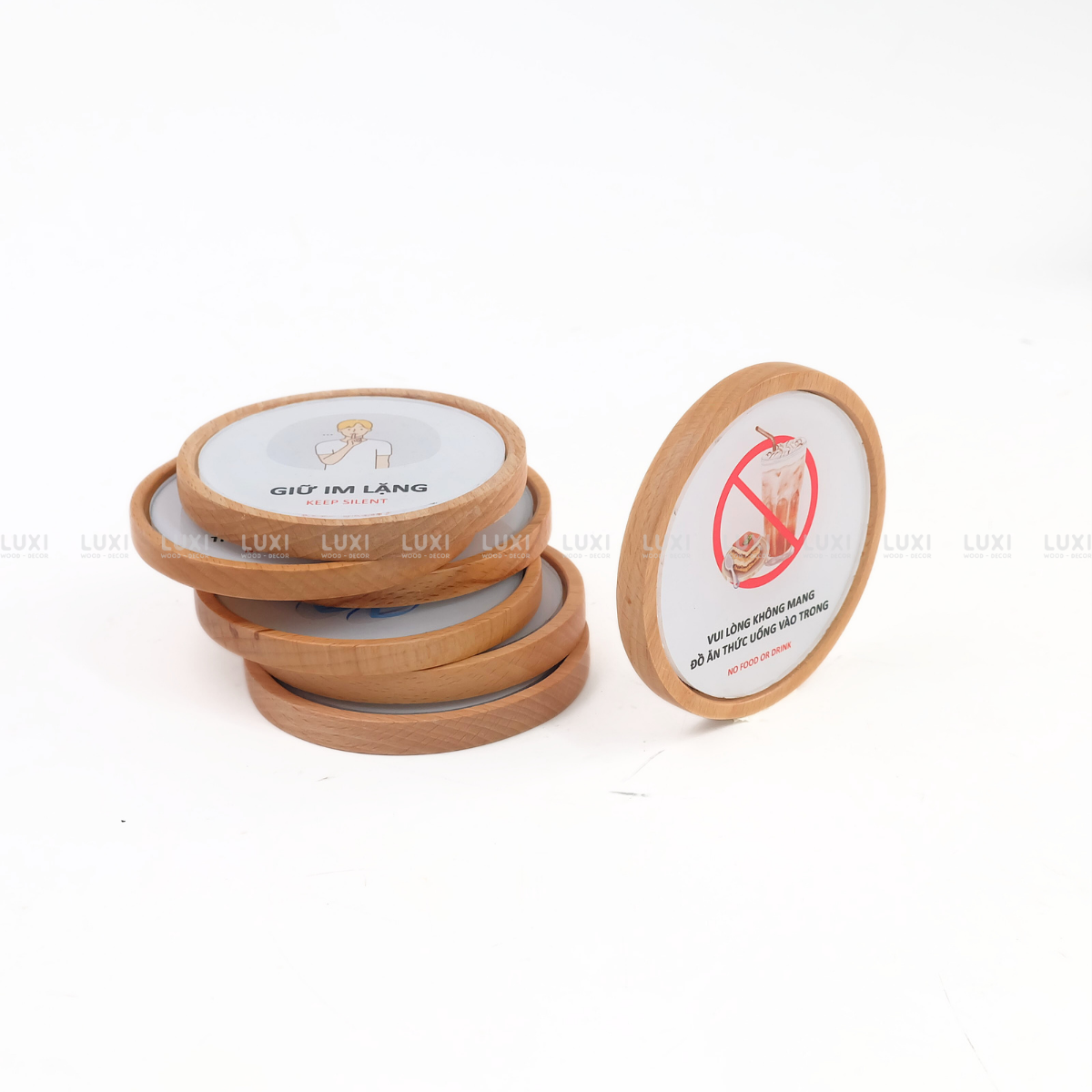 BẢNG GỖ "CẤM ĐEM THỨC ĂN" - LUXI DECOR