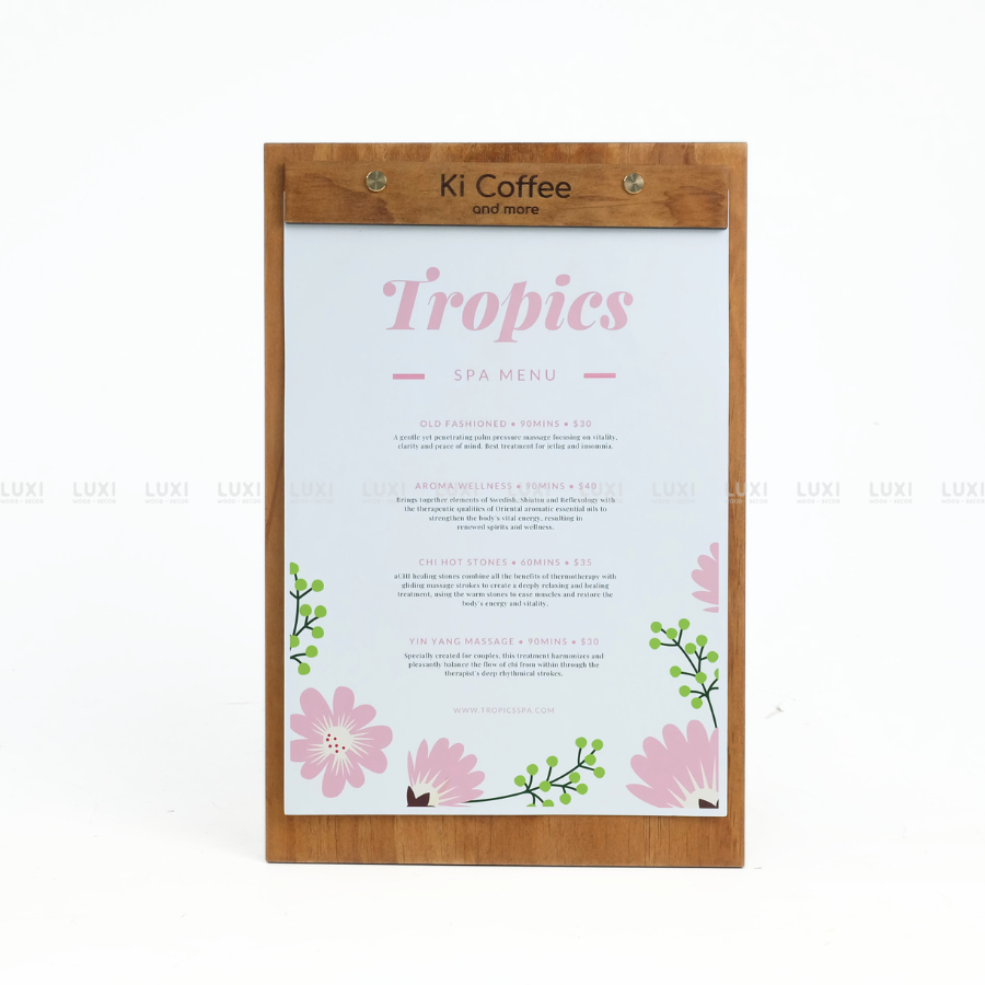 MENU GỖ VÍT ĐỒNG A4, A5 FREE KHẮC LOGO