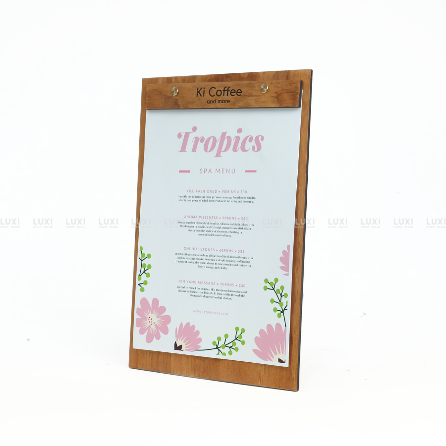 MENU GỖ VÍT ĐỒNG A4, A5 FREE KHẮC LOGO