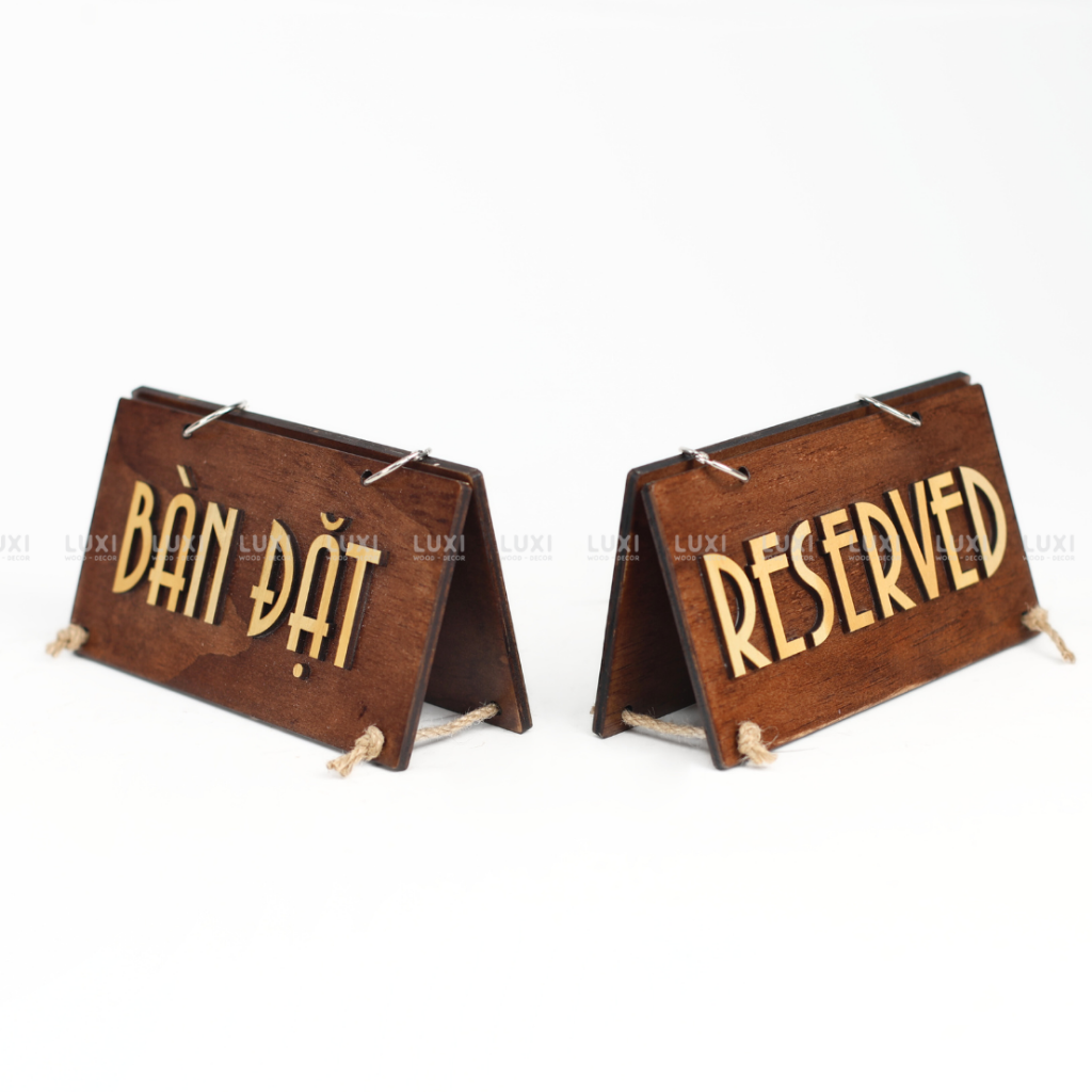 BẢNG GỖ 2 MẶT '' ĐÃ ĐẶT BÀN - RESERVED'' - LUXI DECOR