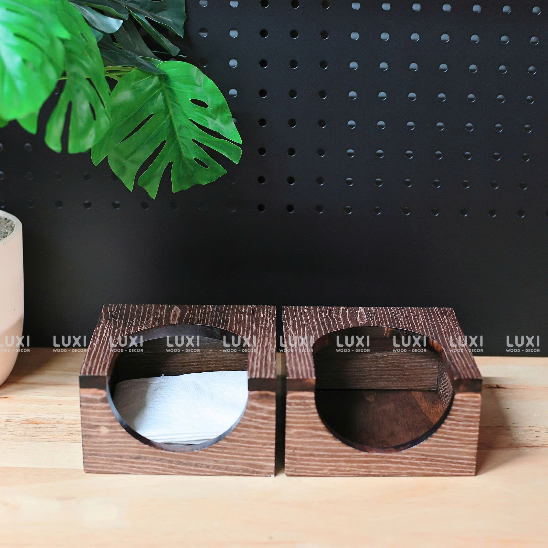 Hộp Đựng Giấy Ăn Vuông Gỗ Veneer Để Bàn Khắc Laser miễn phí