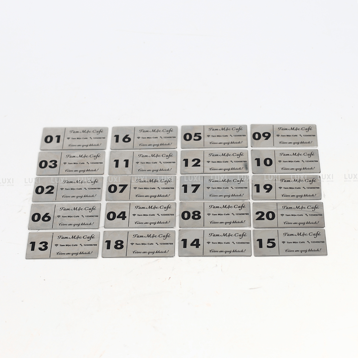 THẺ BÀN INOX DẸP CHỮ NHẬT [1 MẶT] - LUXI DECOR