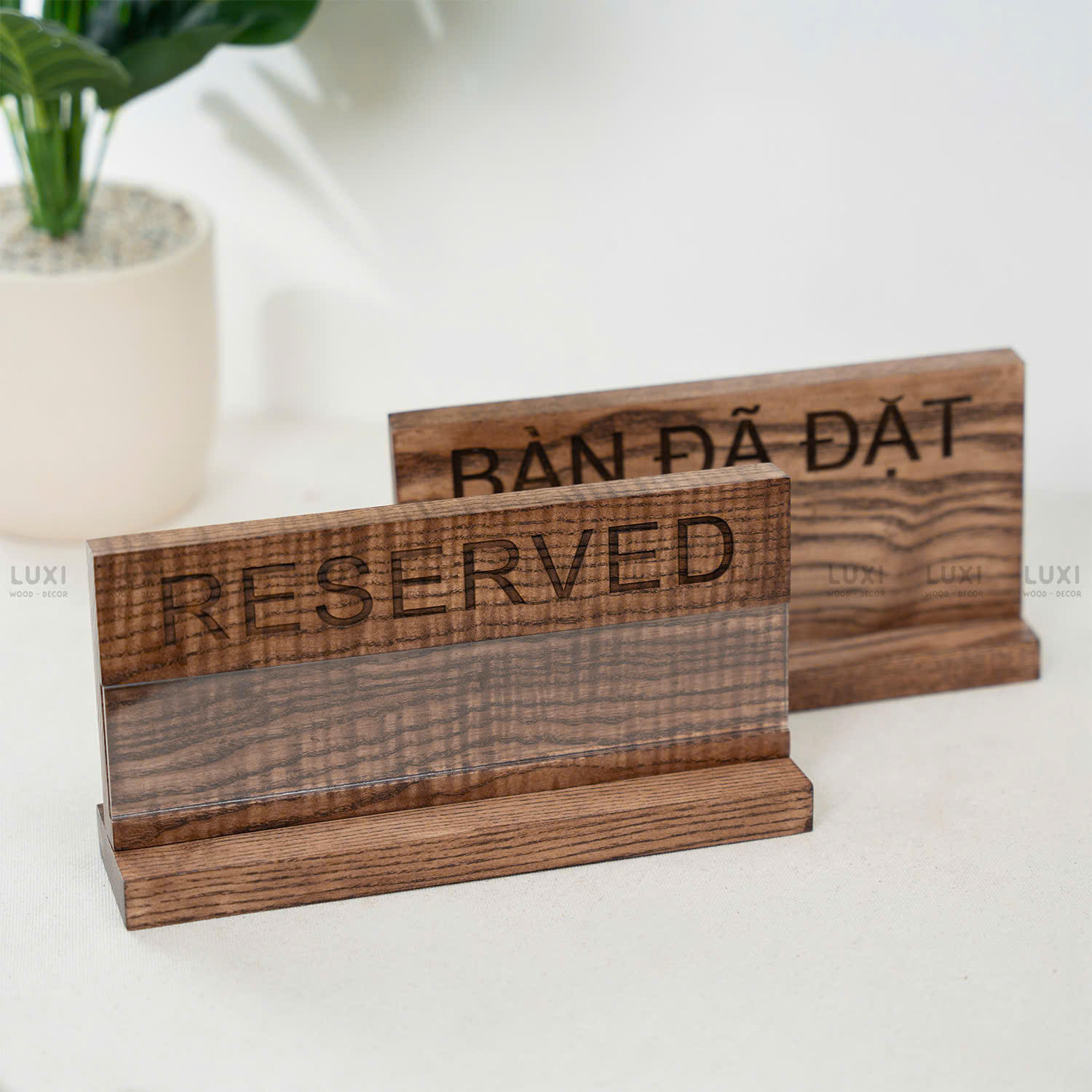 BẢNG RESERVED - BÀN ĐÃ ĐẶT - FREE KHẮC LOGO - LUXI DECOR