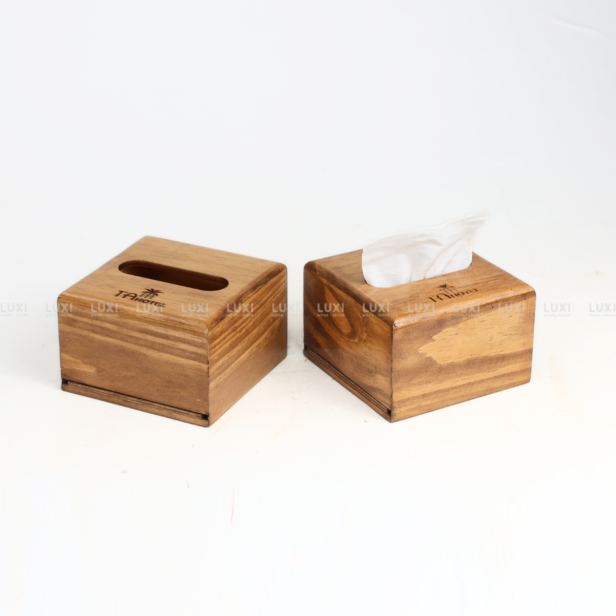 HỘP GIẤY ĂN CHẤT LIỆU GỖ KHẮC TÊN THƯƠNG HIỆU [FREE KHẮC LOGO] - LUXI DECOR
