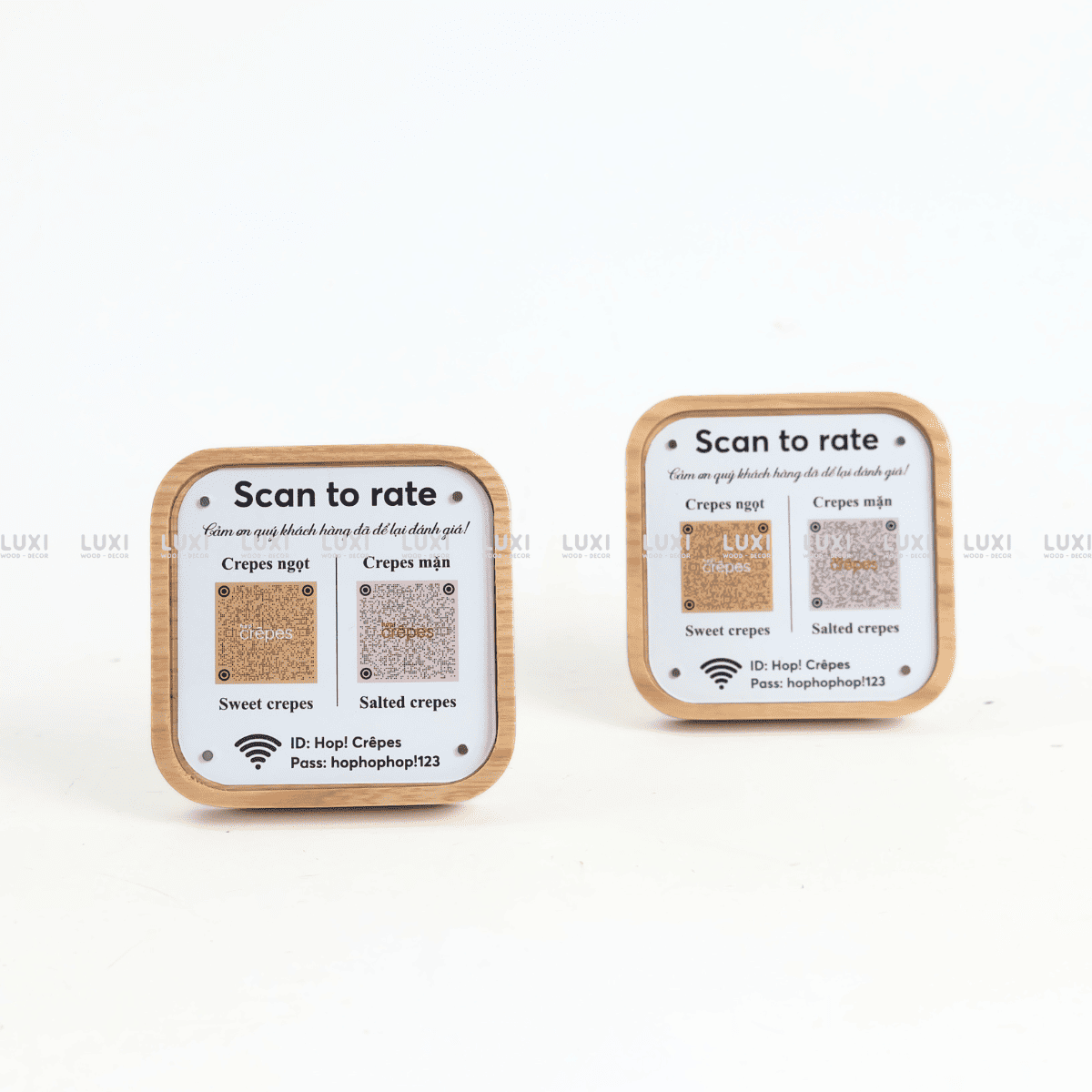 BẢNG QUÉT MÃ QR CODE KHUNG GỖ NAM CHÂM