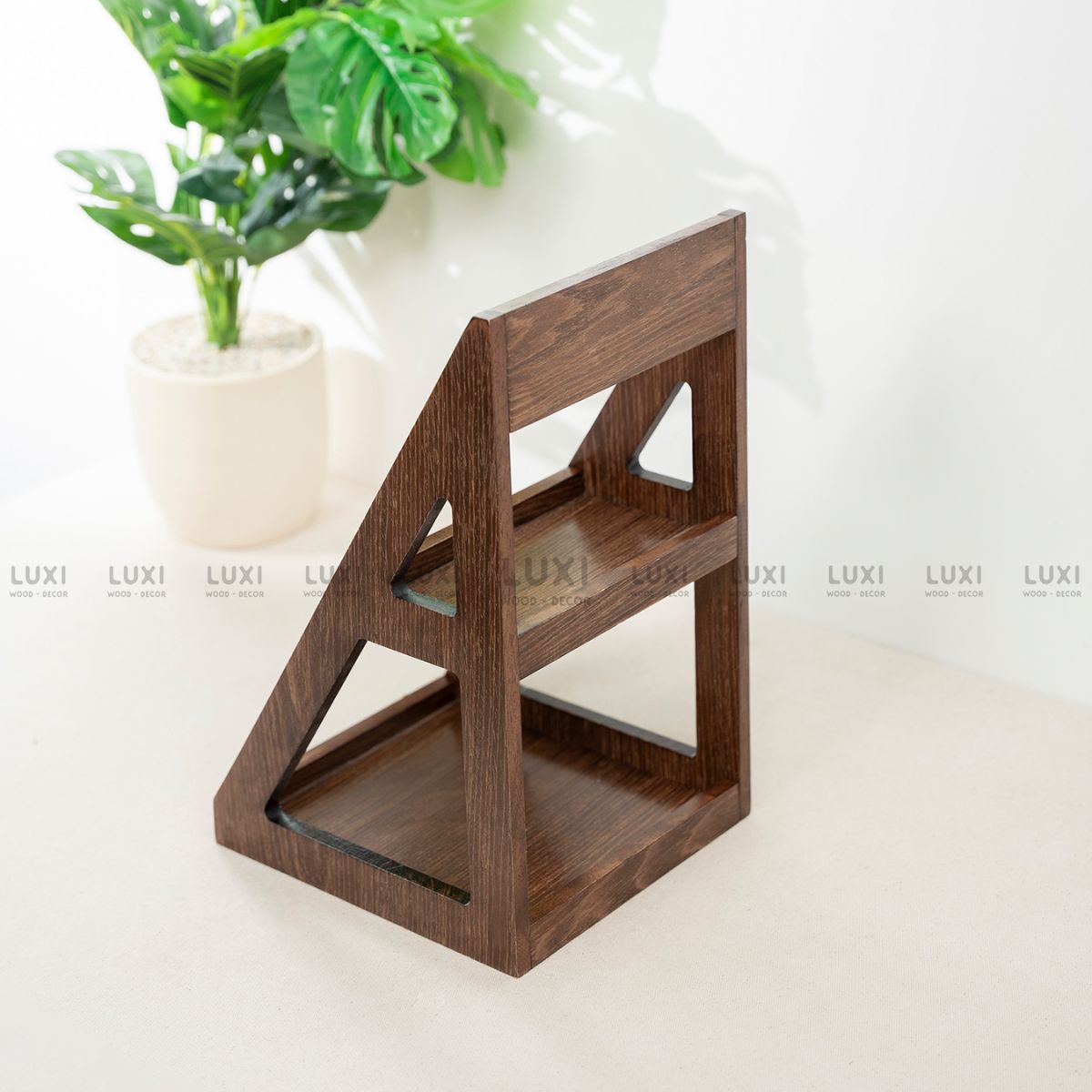 KỆ ĐỂ BÁNH, KẸO, TRÁI CÂY HAI TẦNG MINI BẰNG GỖ ĐƠN GIẢN SANG TRỌNG - LUXI DECOR