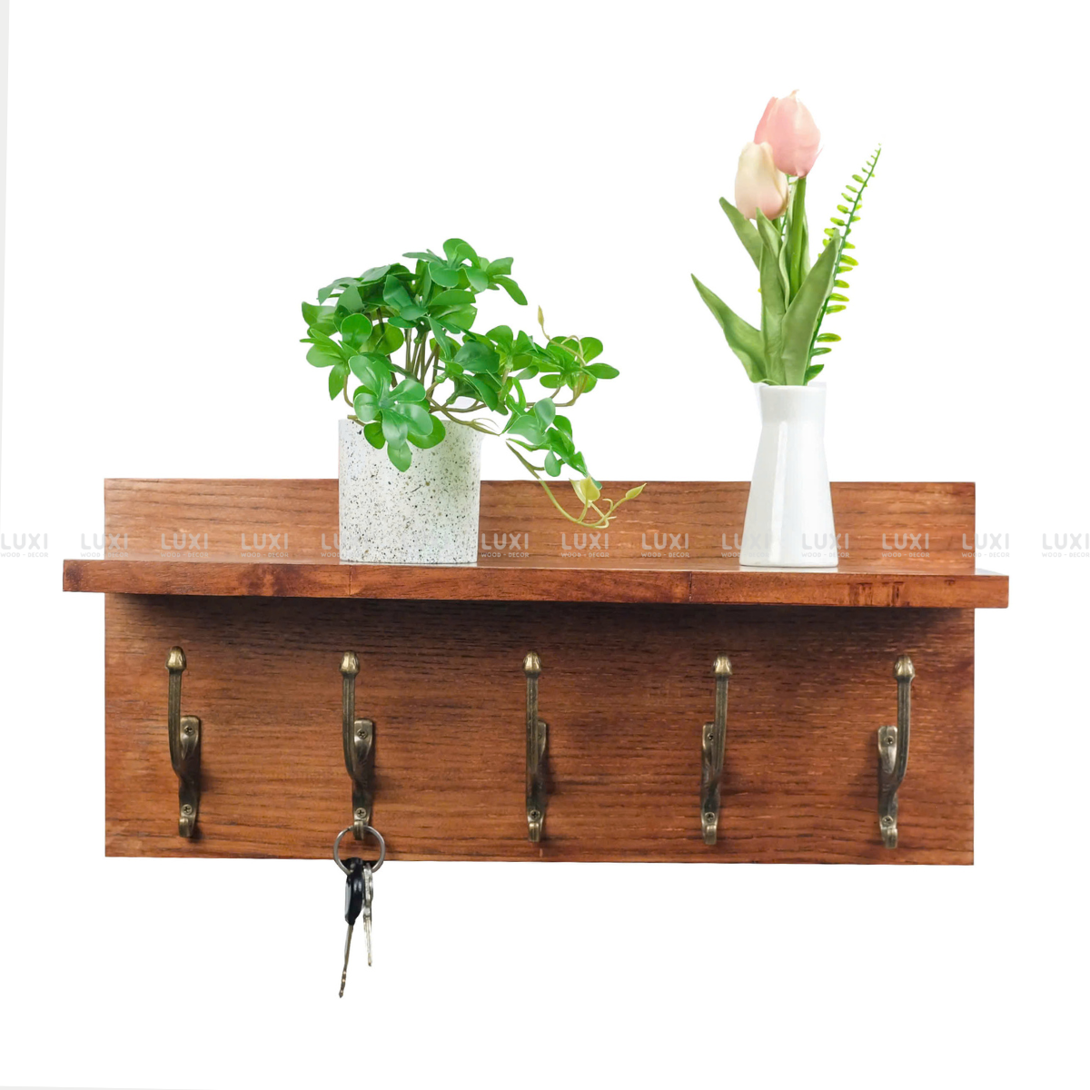 KỆ GỖ TREO TƯỜNG ĐỘC ĐÁO MÓC CỔ ĐIỂN VINTAGE - LUXI DECOR