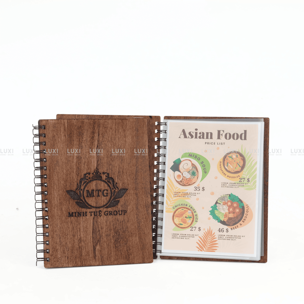 COMBO 3 QUYỂN MENU NHÀ HÀNG - CAFE KIỂU GÁY LÒ XO SIZE A4/A5 - LUXI DECOR